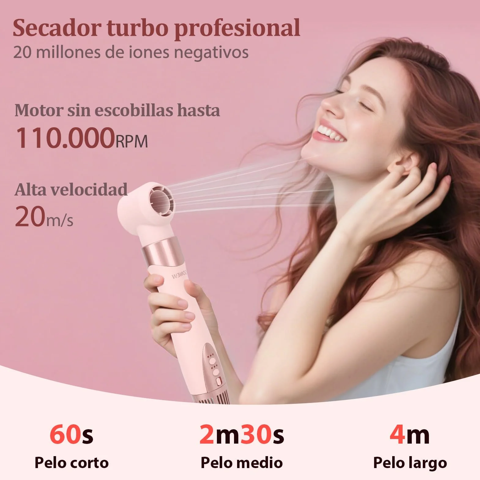 Sonew 6-en-1 Multi Hairstyler Airstyler 110000 rpm Estilizador de Pelo con Iones y Secador Rizador Automático 32 mm