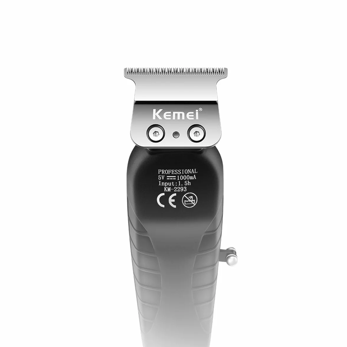 KEMEI 2293 Maquina de Cortar Pelo Profesional, Cortadora Inalámbrica Recargable con 3 Peines Guía, Negro