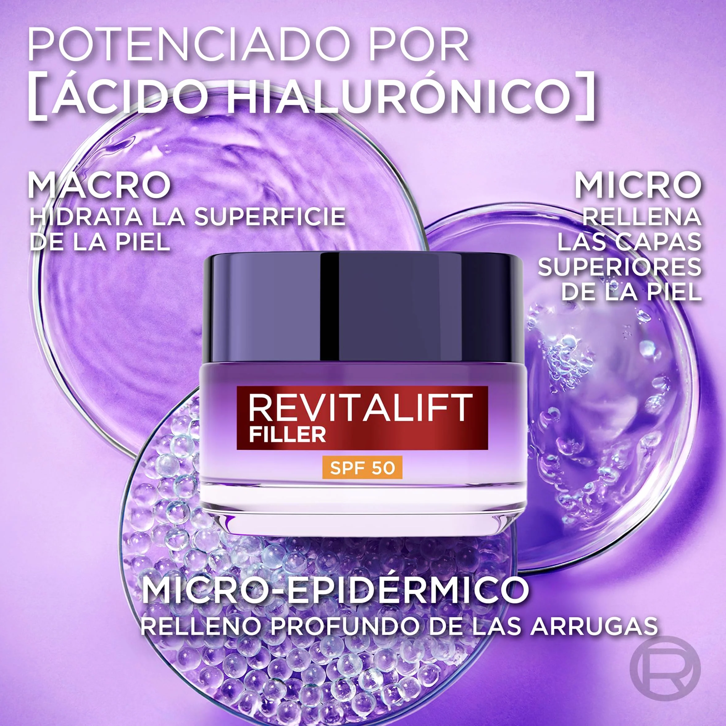 L'Oréal Paris Revitalift Filler Crema de Día SPF 50 Antiedad Ácido Hialurónico 50ml