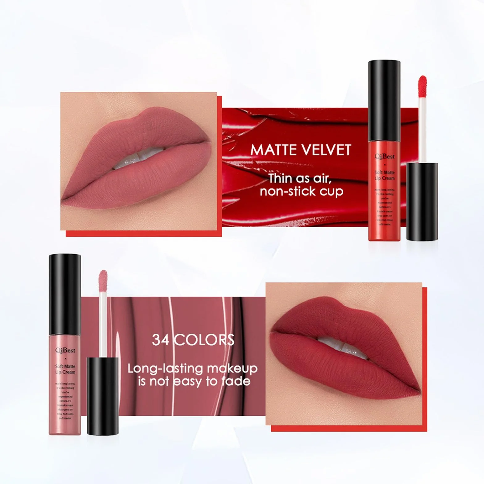 Velvet Matte Liquid Lipstick Larga Duración Resistente al Agua Antiadherente Copa Brillo Labios Rojo Oscuro 602