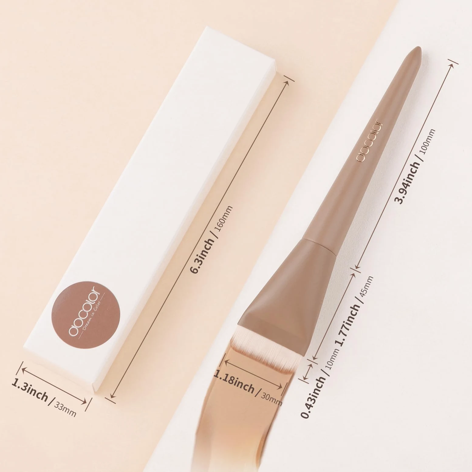 Docolor Brocha Plana para Maquillaje Líquido, Brocha Ultrafina Facial Profesional Premium para Base Líquida y Cremas, Herramienta de Korean Maquillaje Facial Delgada con Diseño Plano, Color Caqui