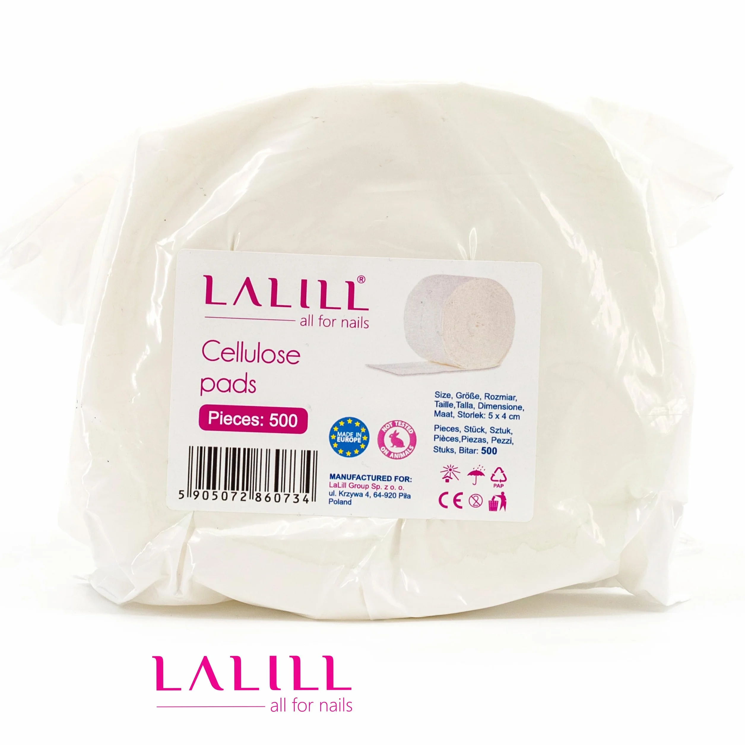 LALILL Cleaner de Uñas 500ml con Dosificador y 500 Almohadillas - Limpiador para Uñas de Gel y Semipermanente - Botella con Bomba 200ml - Algodón sin Pelusa