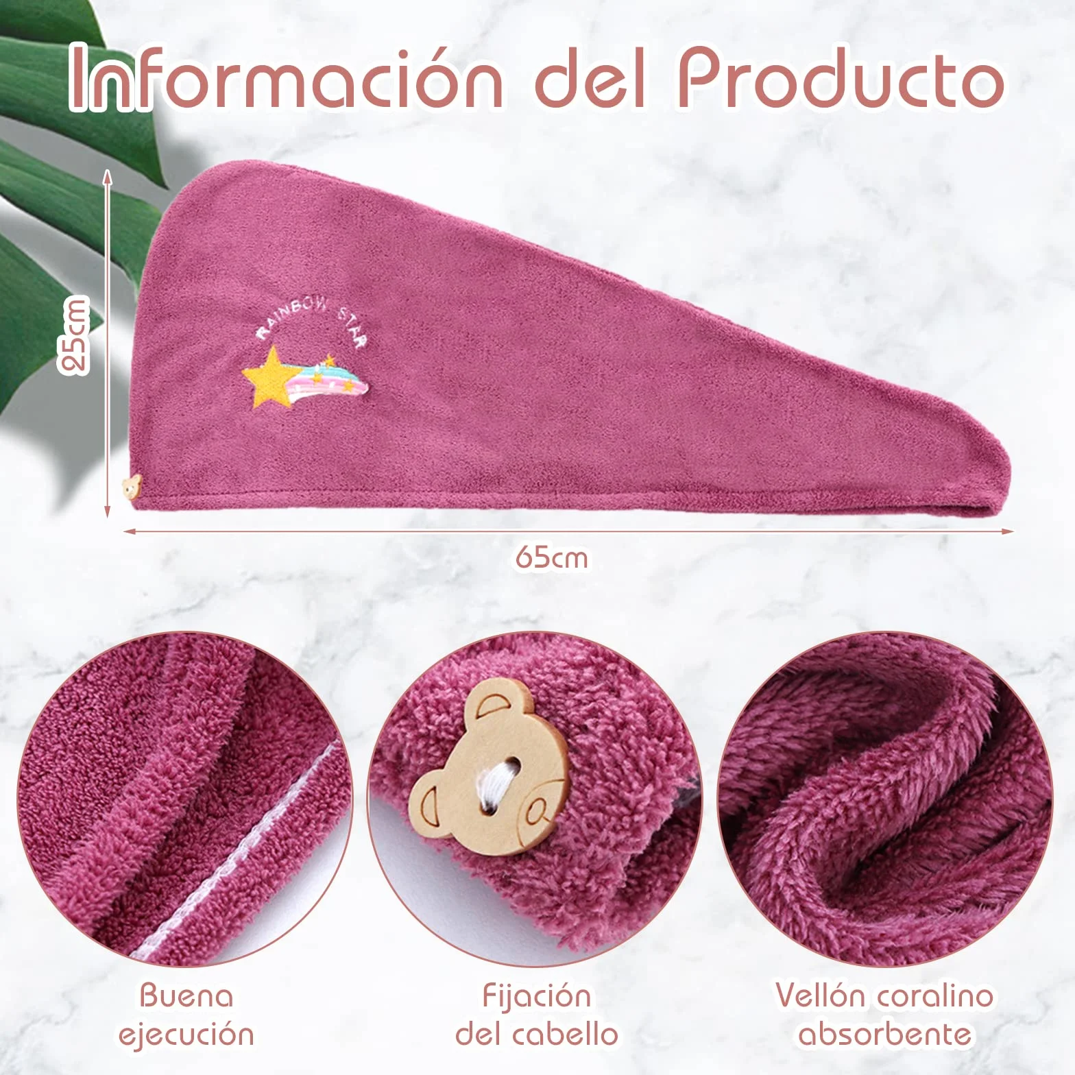 VEGCOO Toalla para el Cabello Turbante Seca Pelo Mujer Superabsorbente Secado Rápido Microfibra