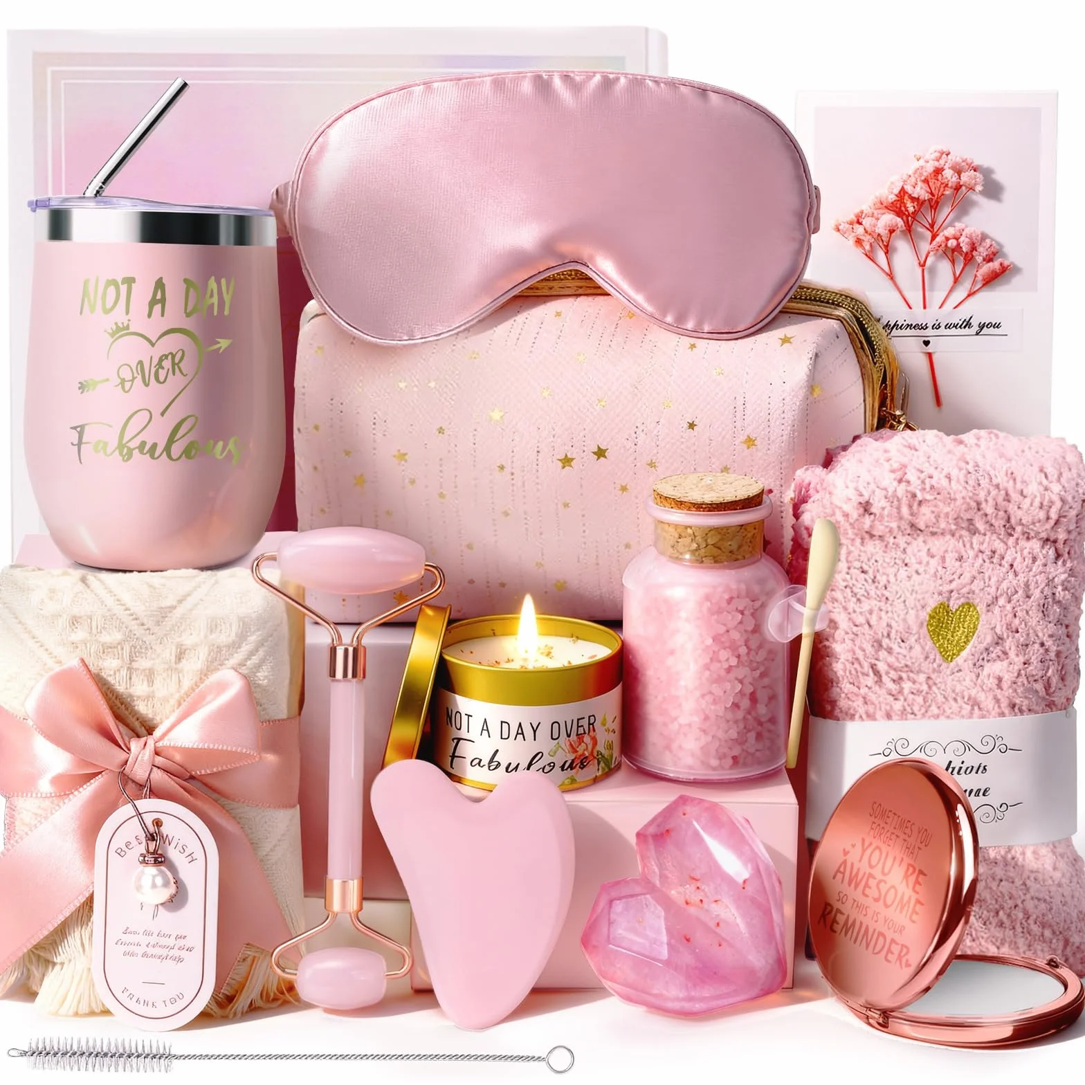 Regalos de cumpleaños para mujeres: caja de regalo para ella, cesta de regalo con vaso para hermana, regalos, novia, esposa, madre, juego de cesta de regalo relajante para Navidad, día de San Valentín