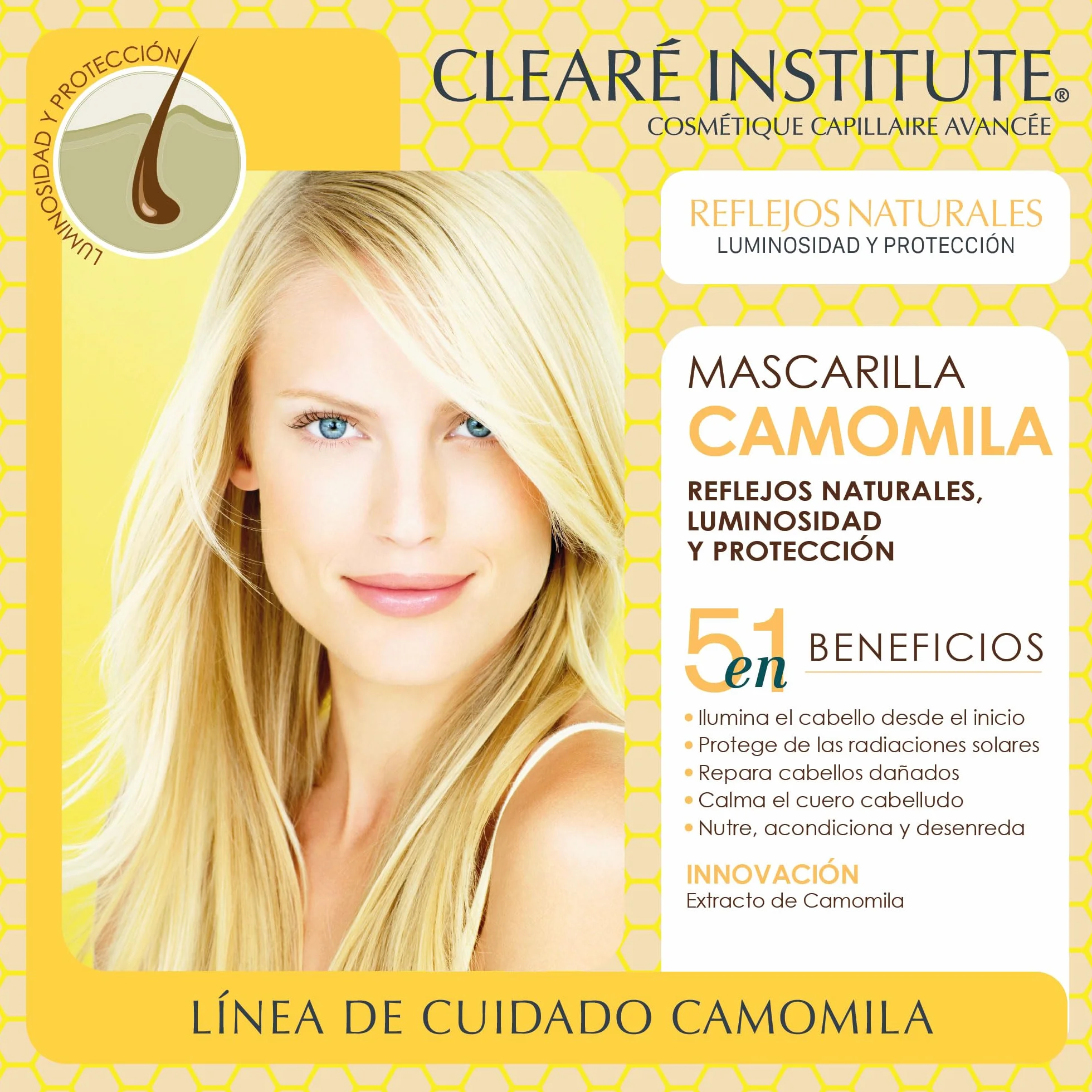 Mascarilla Camomila Natural 150 ml Sin Sulfatos SLS SLES Parabenos Siliconas Nutre Aclara Pelo Rubio Castaño 97% Ingredientes Naturales
