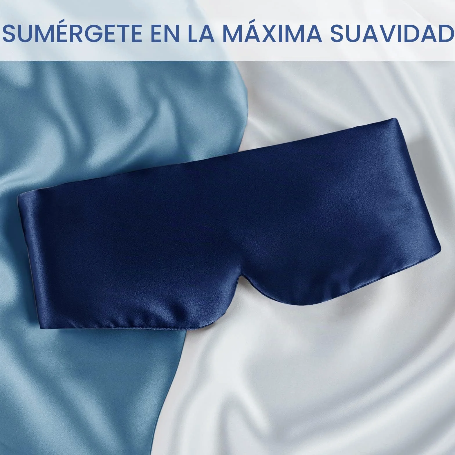 Antifaz para dormir 100% seda de morera con banda ajustable azul marino