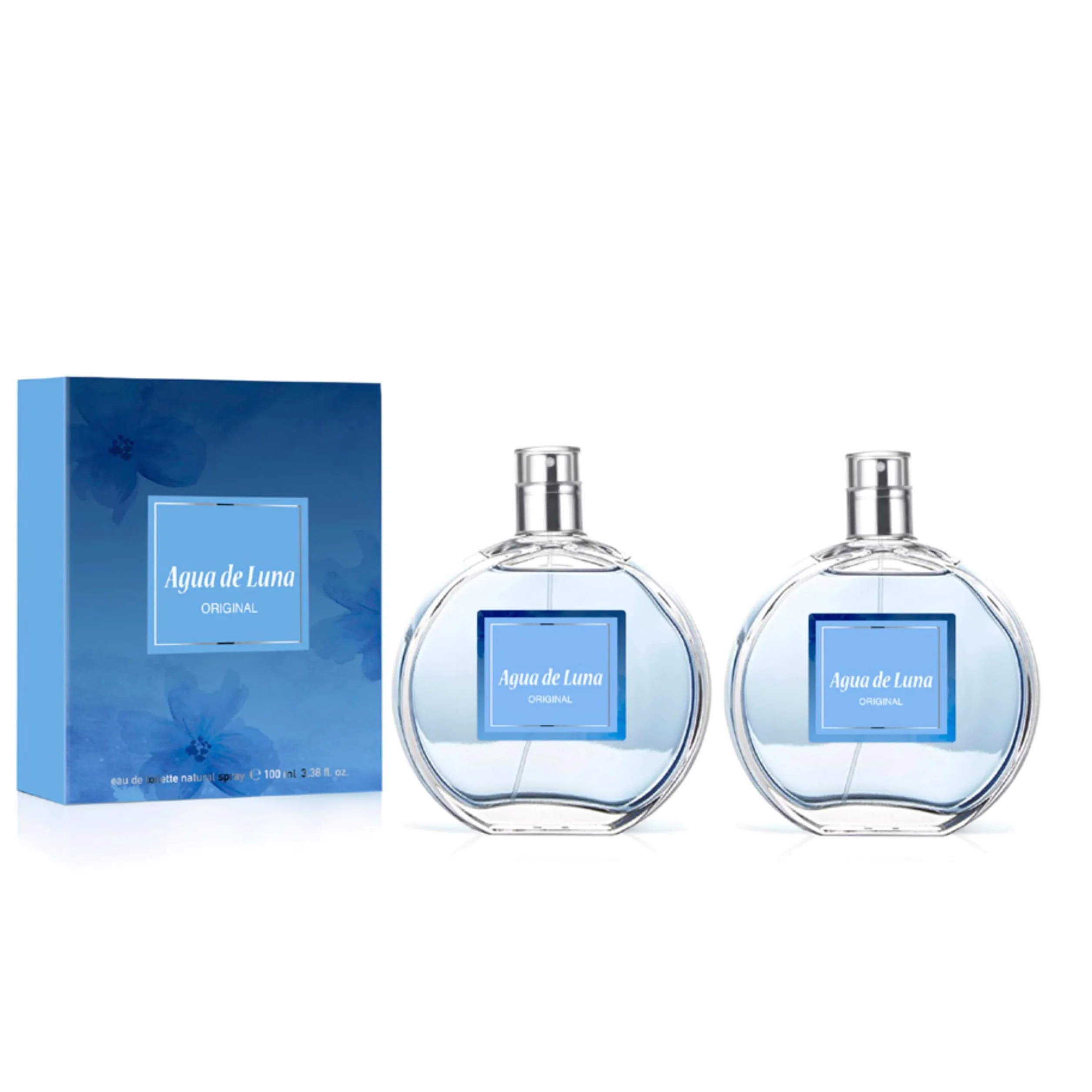 AGUA DE LUNA Pack de 2 x 100 ml Colonia Mujer Eau de Toilette Spray Floral Fresca