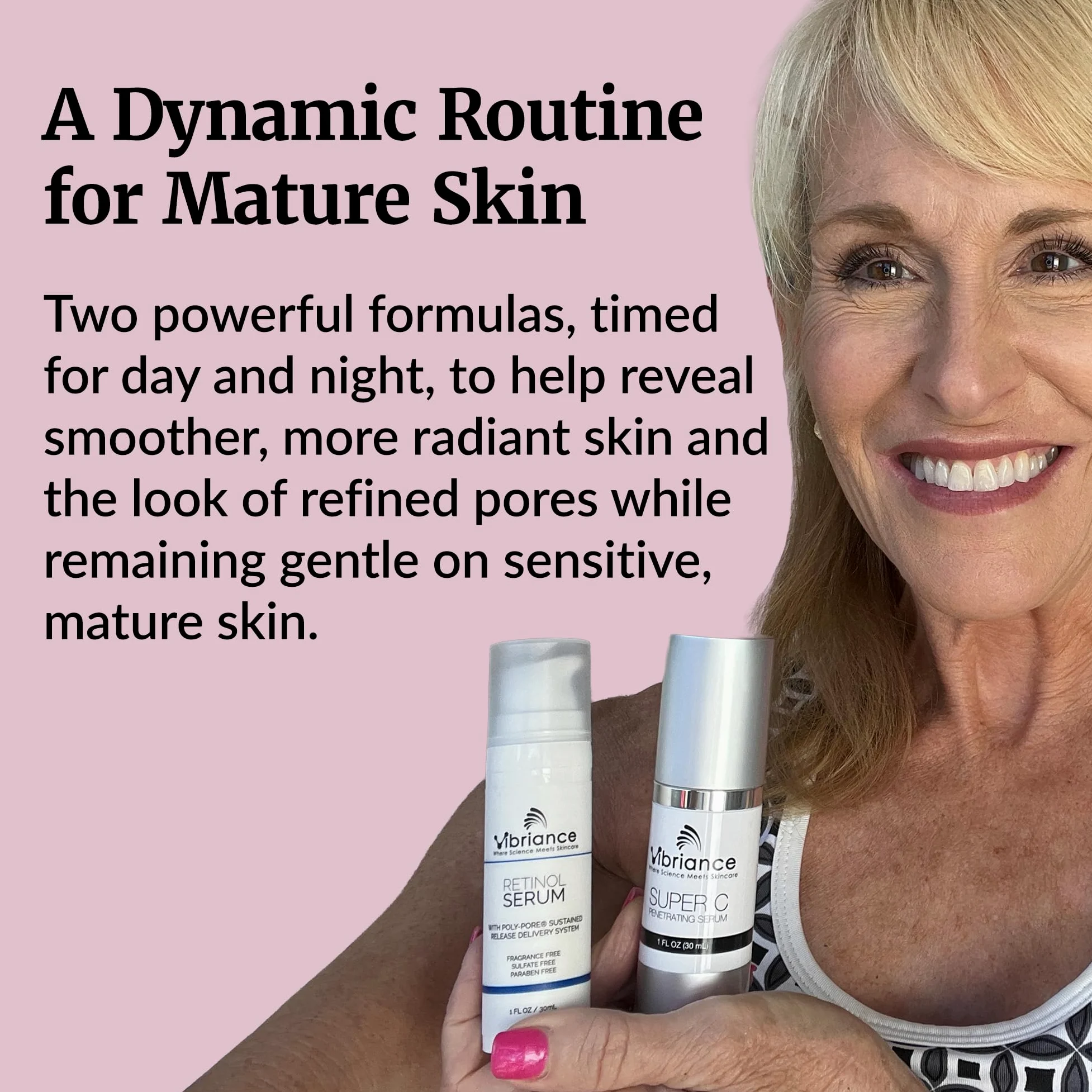 Vibriance Dynamic Duo - Kit de cuidado facial con vitamina C superpotente, kit de cuidado facial con retinol – Sérum de retinol y vitamina C antiedad para día y noche.