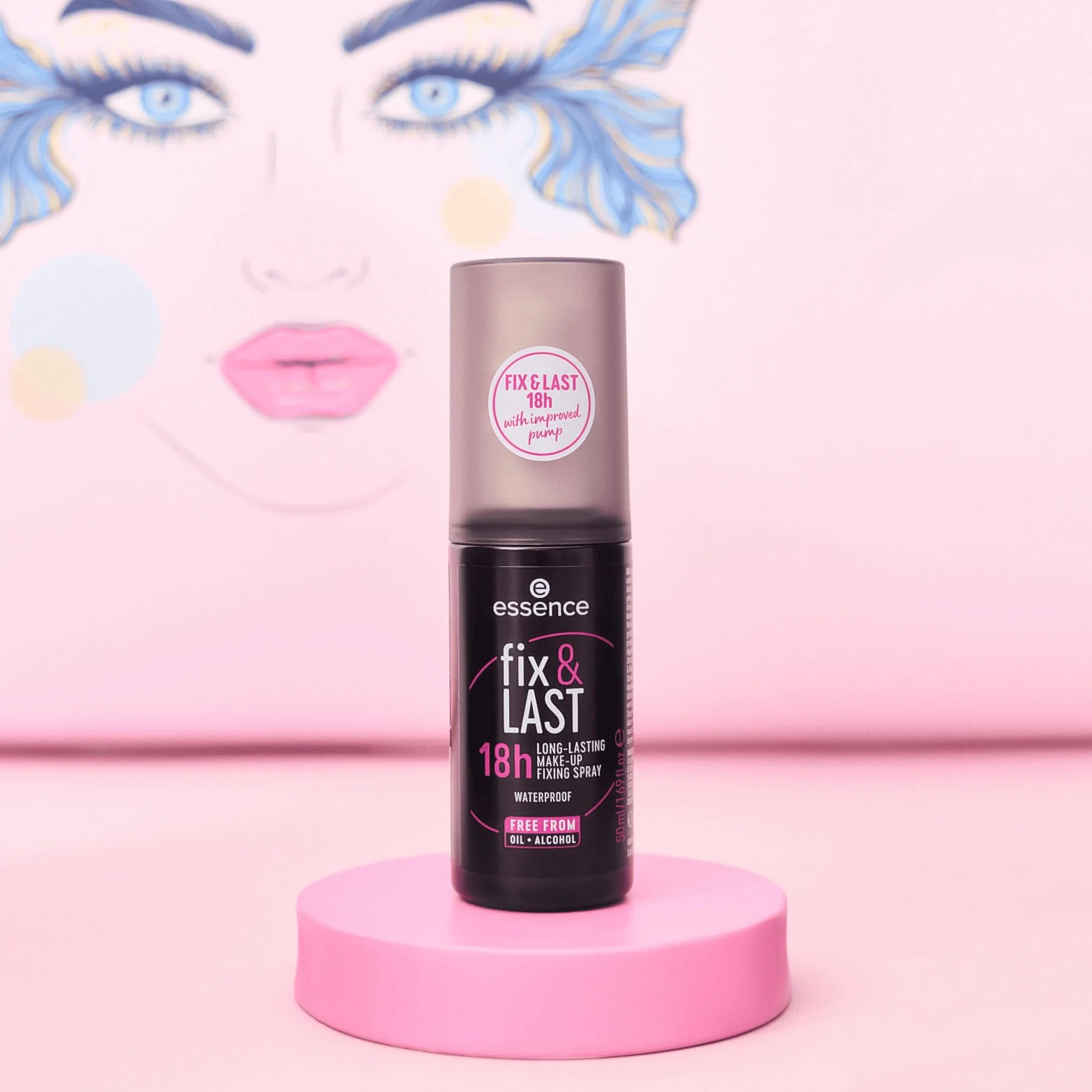 essence SPRAY FIJADOR DE MAQUILLAJE DE LARGA DURACIÓN fix & LAST 18h matificante 50ml