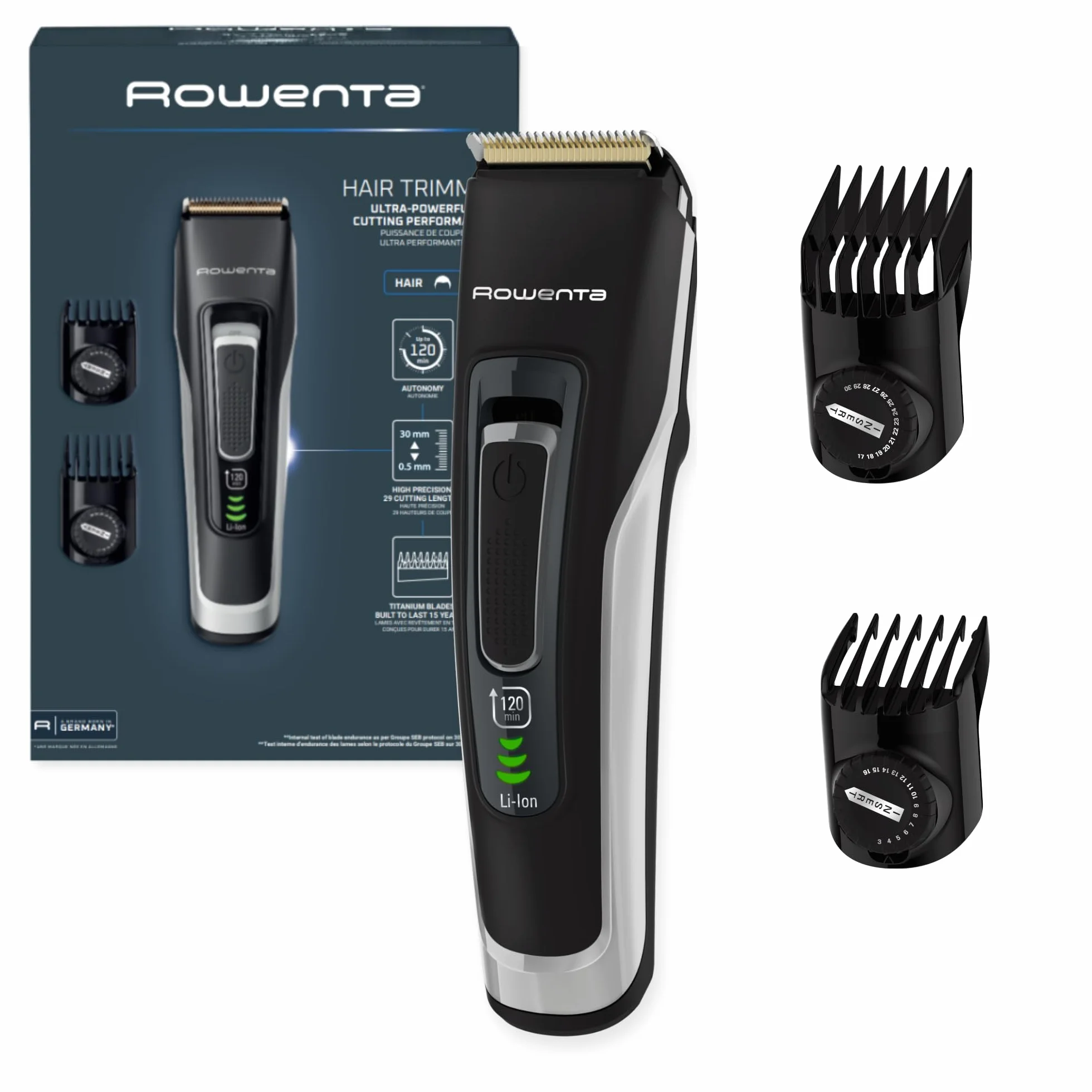 Rowenta Advancer Easy TN5201 Cortapelos Hombre Cuchillas Acero Inoxidable Revestimiento Titanio 29 Ajustes 0.5-30mm Autonomía 120min Carga Rápida Inalámbrico
