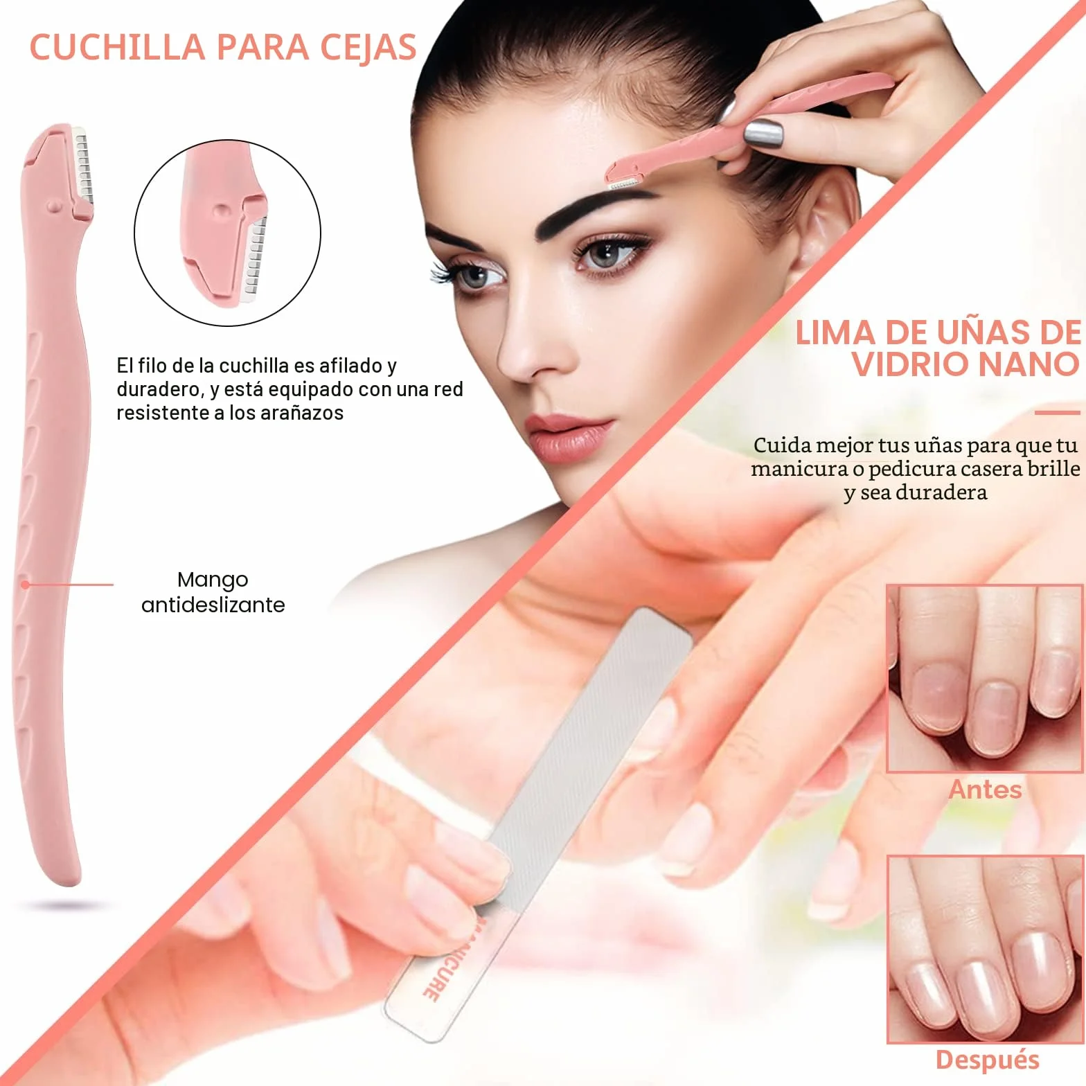 Set de Manicura y Pedicura 18 PCS Acero Inoxidable Cortaúñas Profesional con Estuche de Viaje Cuero
