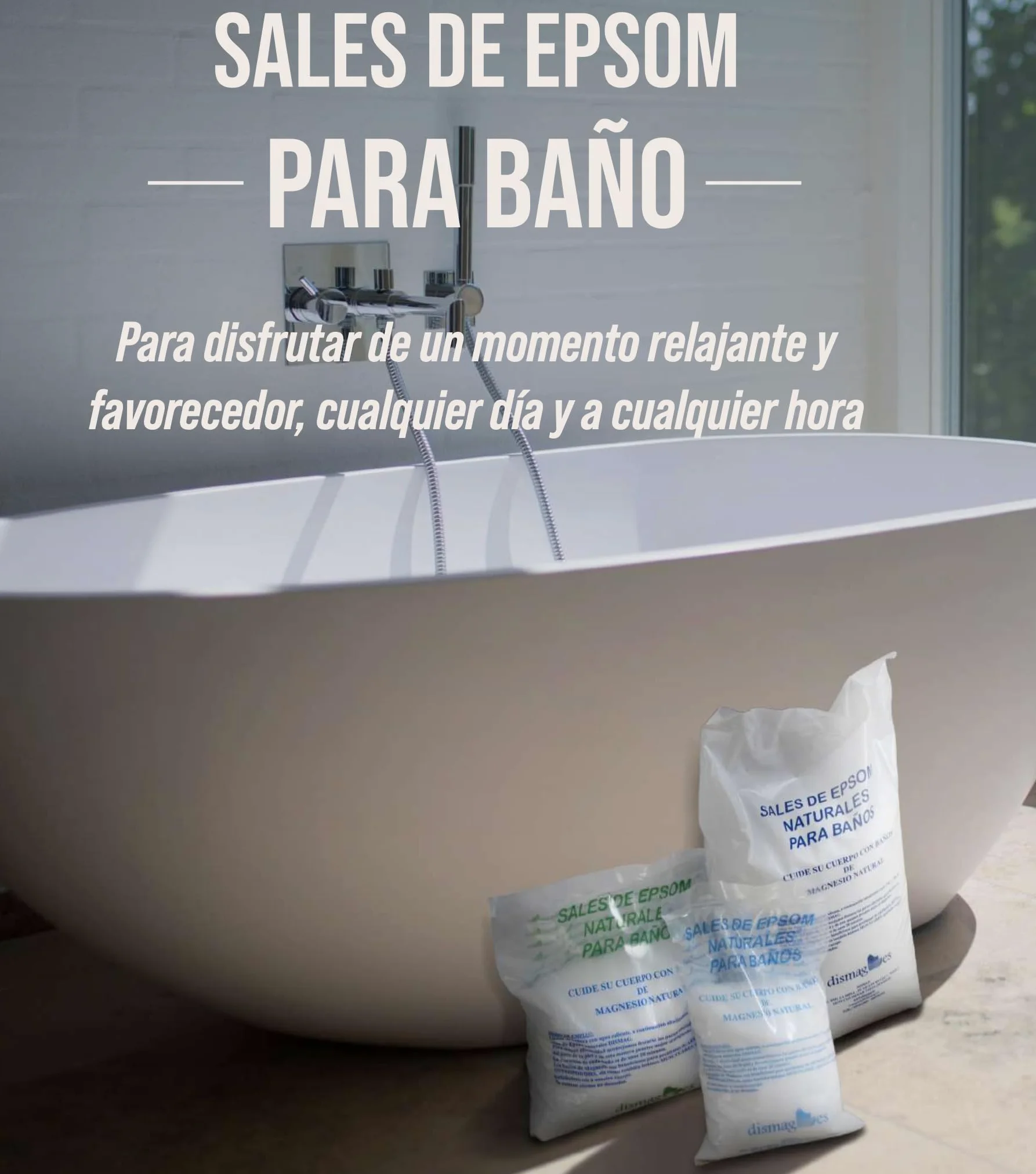 Sales de Epsom para baño. Sal de Epsom en formato de bolsa de 10 Kgs. Baño y cuidado personal. Fuente concentrada de Magnesio Natural. Sal de Baño 100% Pura. Ideal para relajación muscular.
