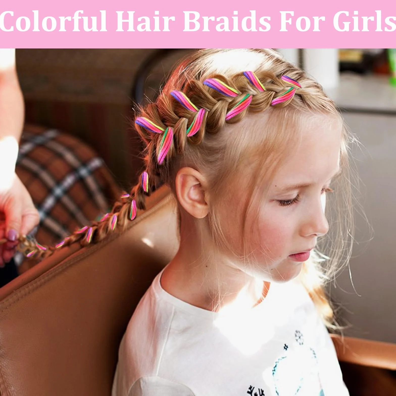 KEYRI 70 Piezas Extensiones de Pelo Niña, Trenzas de Colores Hilo Cabello Accesorio