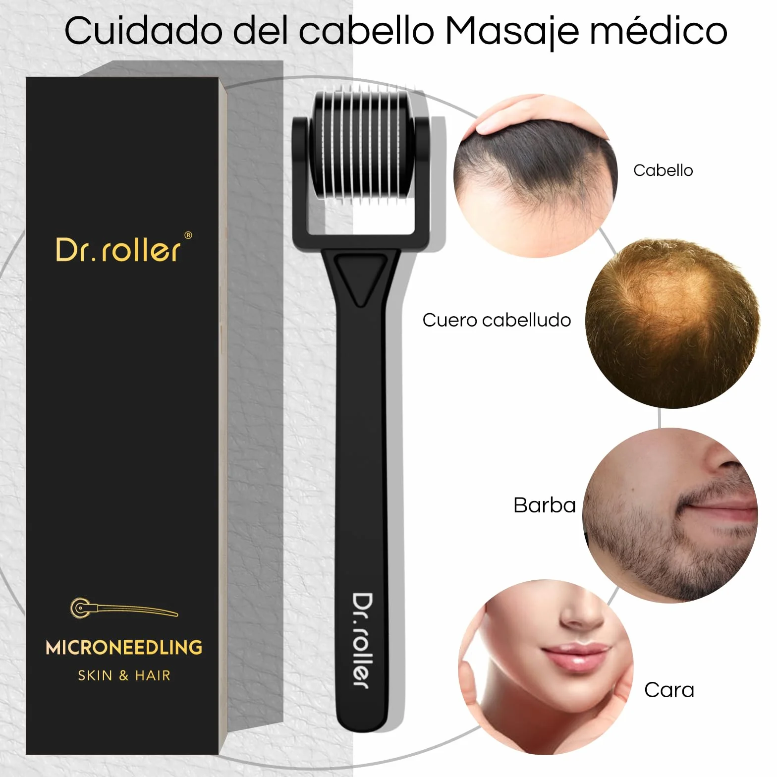 Derma Roller 1mm Cabello Facial Barba Microneedling Estimula Crecimiento Barba