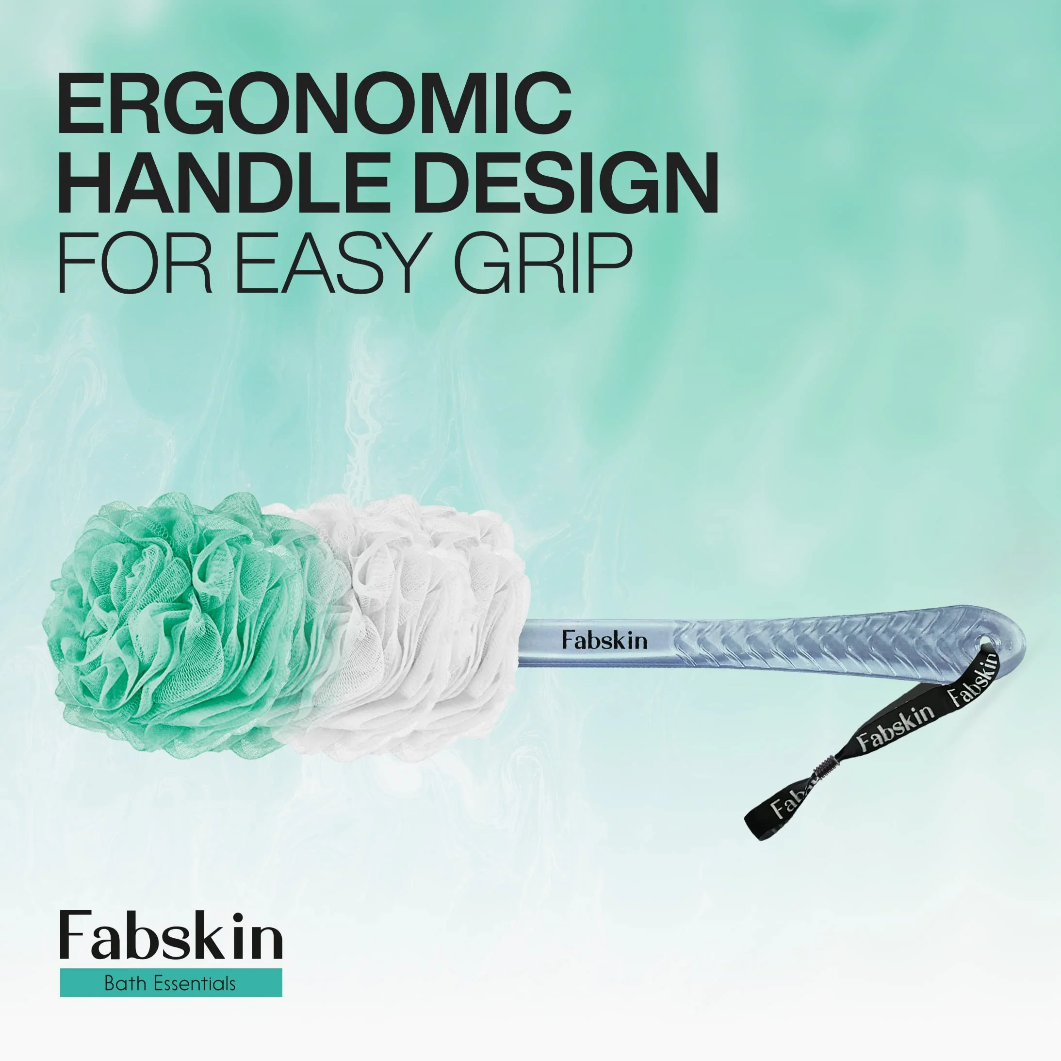 Fabskin Cepillo de baño corporal de lufa para hombres y mujeres con mango largo | Cepillo de baño corporal | Estropajo de espalda para baño | Fabricado en la India (verde)