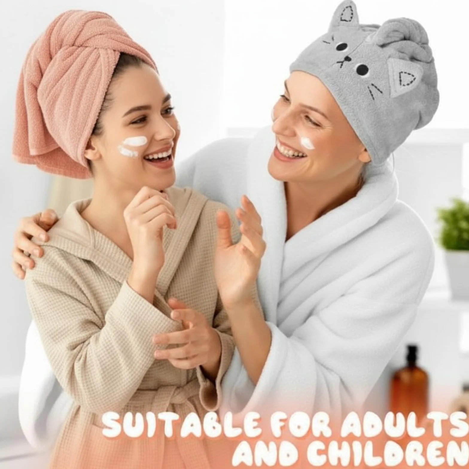 Tatuo Toalla de Microfibra para Cabello Turbante de Secado Rápido Absorbente Mujer Rosa Oscuro