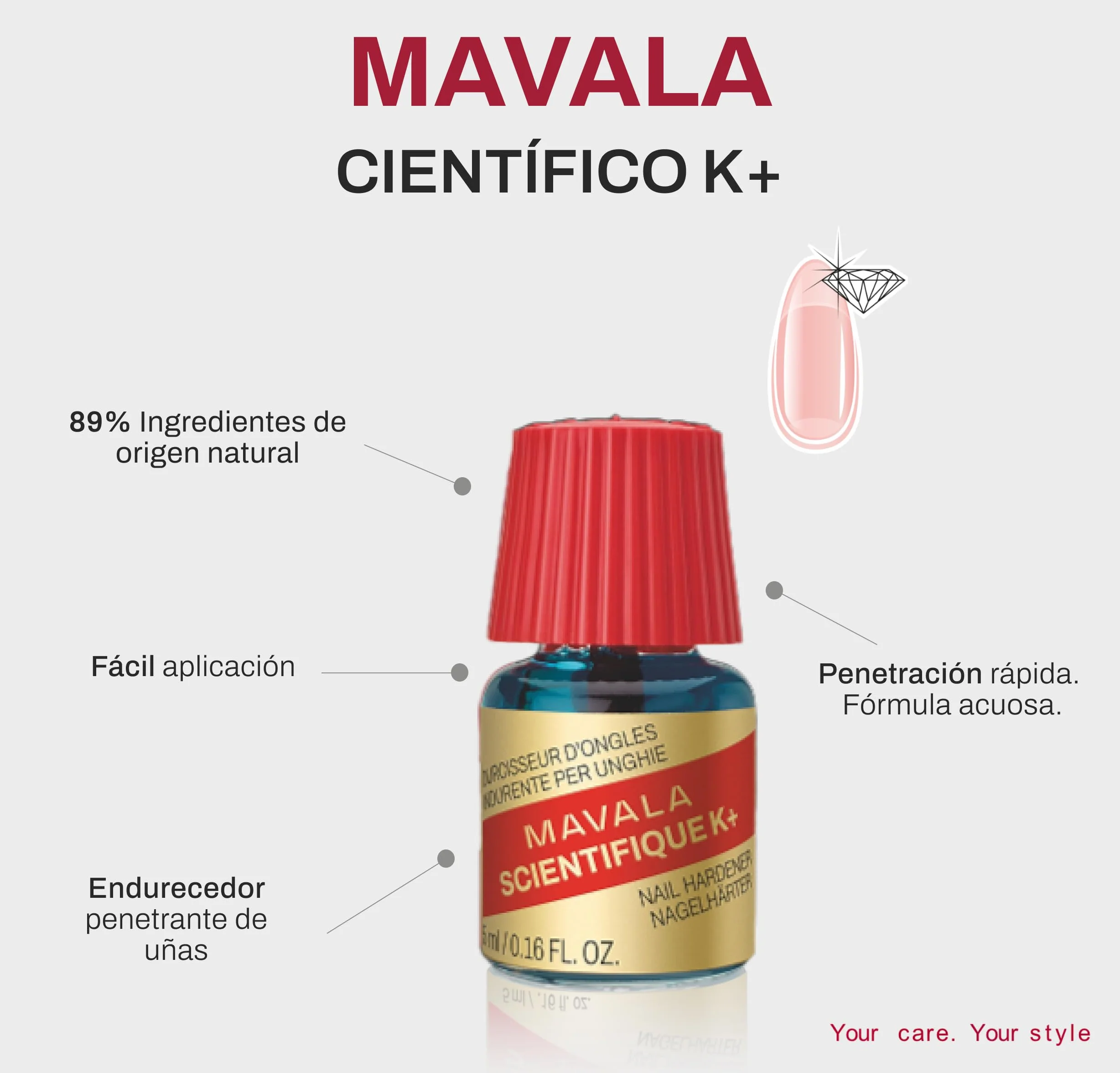 Mavala Científico K+ Gel Endurecedor de Uñas Vegano 5 ml