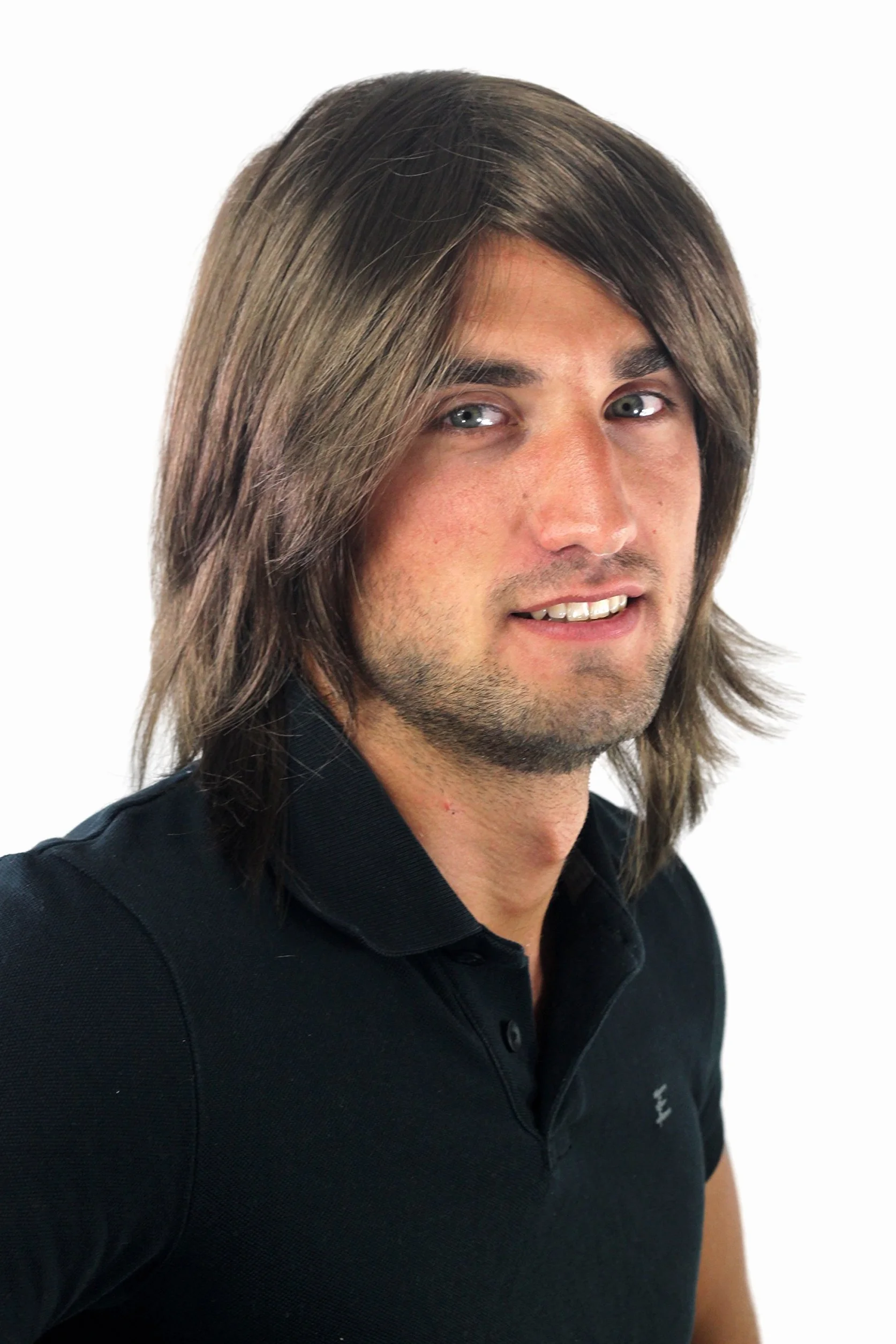 Peluca masculina pelo largo castaño GFW892-10 Toupet