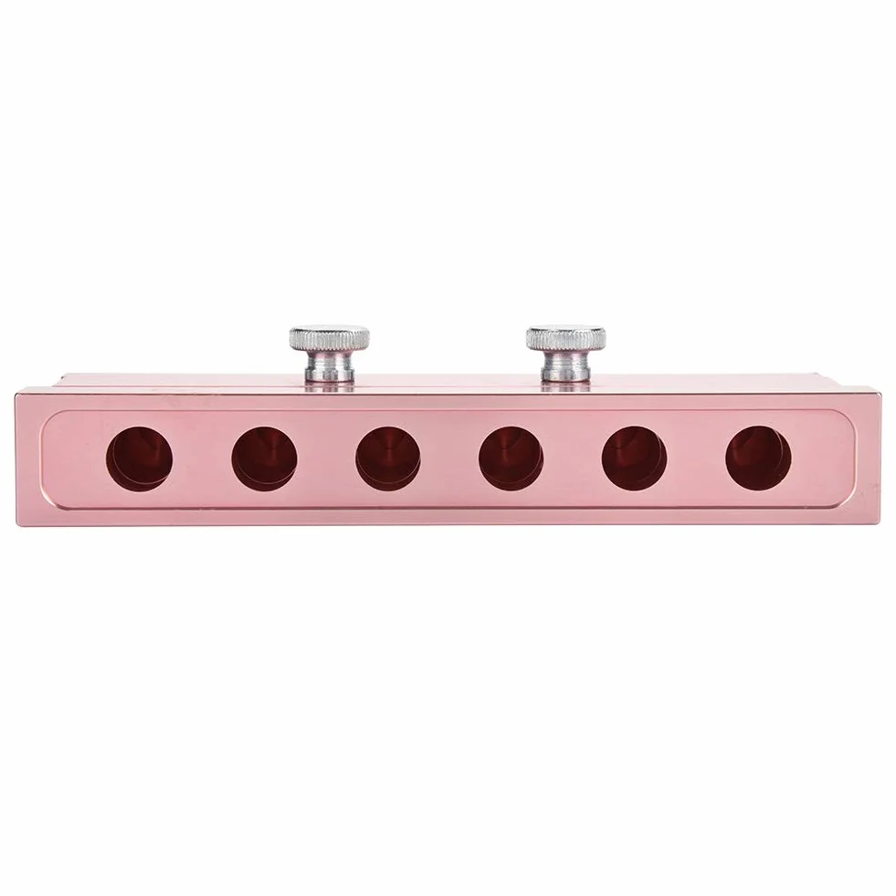 Molde de barra de labios DIY de aleación de aluminio, oro rosa, soporte para bálsamo labial, herramienta de doble uso (6 agujeros)
