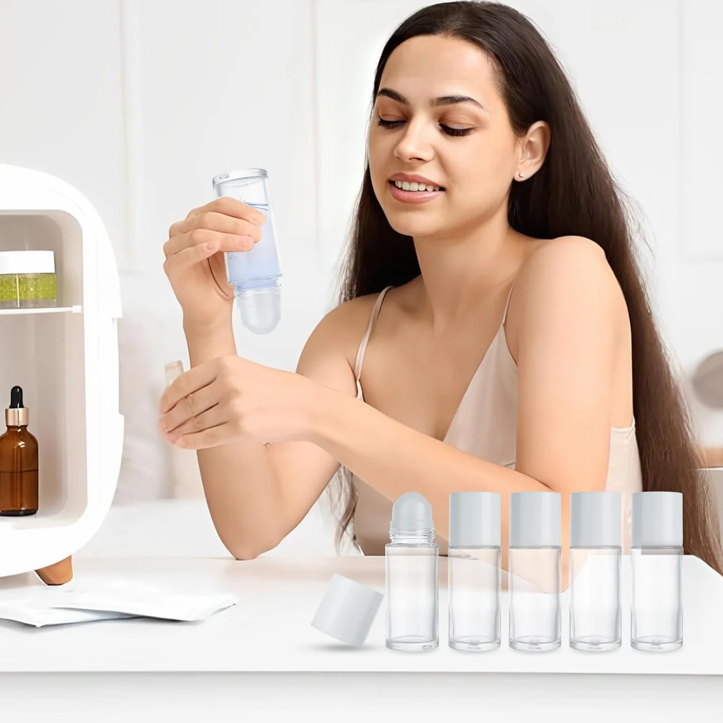Set 50 uds Roll on Rellenable 50 ml | Roll On Aromaterapia | Bote Roll on Crema Solar Rellenable