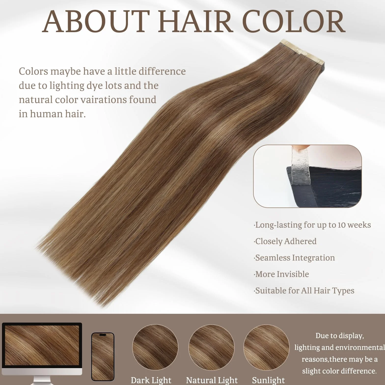ShowJarlly Extensiones de Pelo Natural 45cm Marrón Chocolate 40g 18inch 4/4/27#
