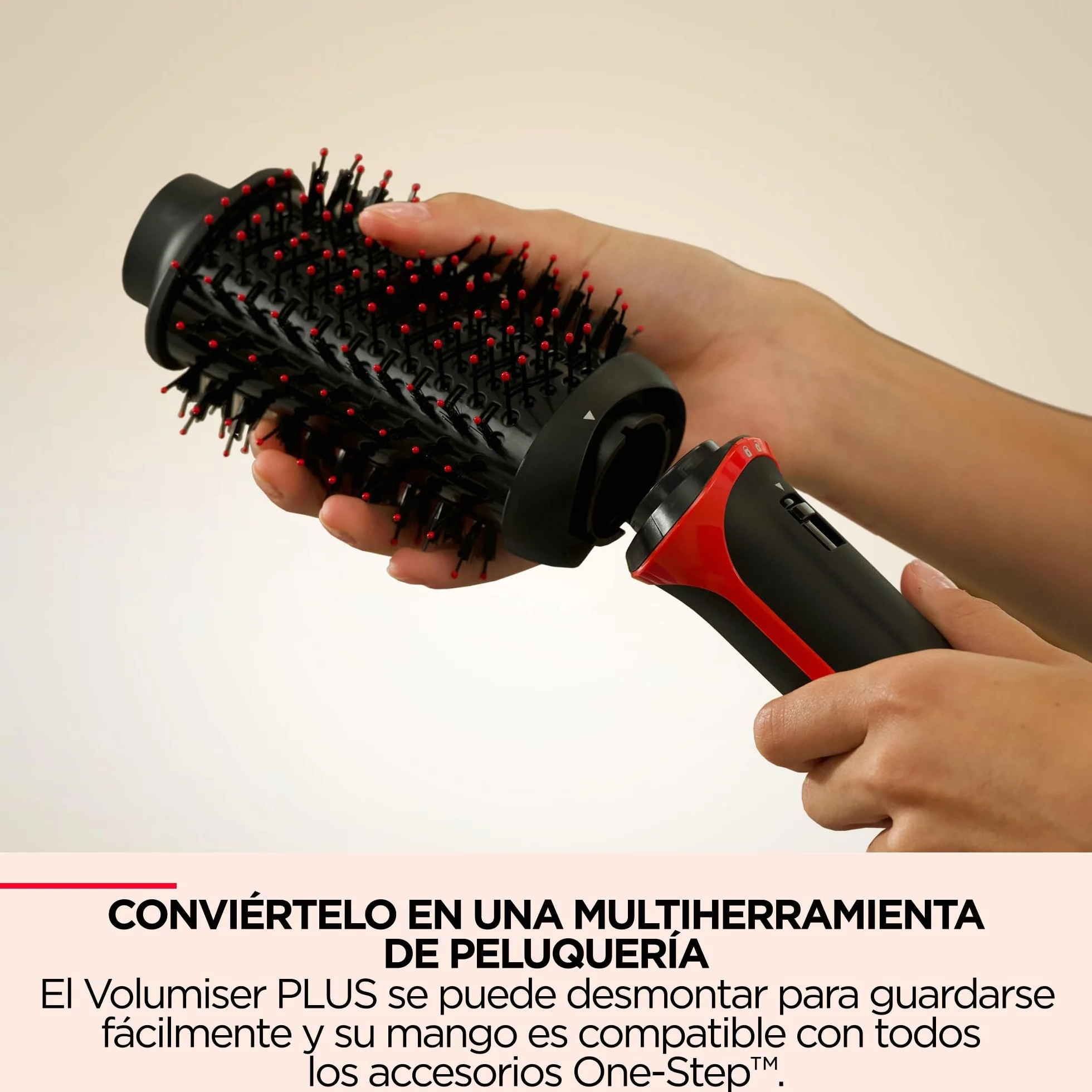 Revlon One-Step Plus Voluminizador Cabezal Desmontable Titanio Cerámica Cerdas Mixtas Carbón Activado
