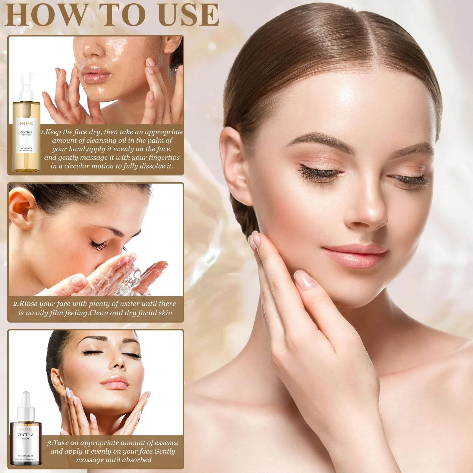 Centella Cleansing Oil + Asiatica Serum, Extracto de Centella Asiática de Madagascar, Aceite Limpiador Facial Control de Grasa e Hidratación