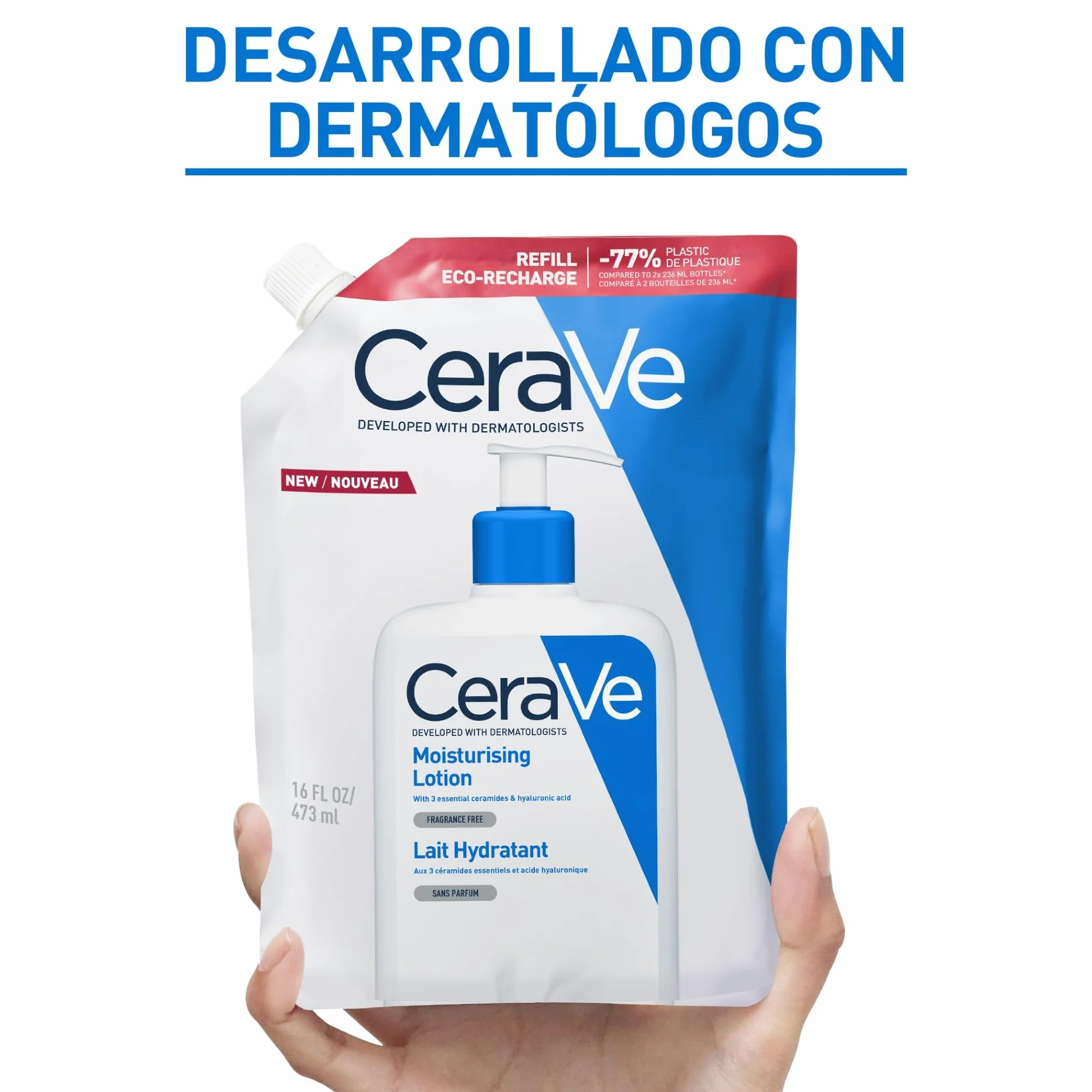 CeraVe Loción Hidratante Recambio, Piel Seca a Muy Seca, Con Ceramidas y Ácido Hialurónico