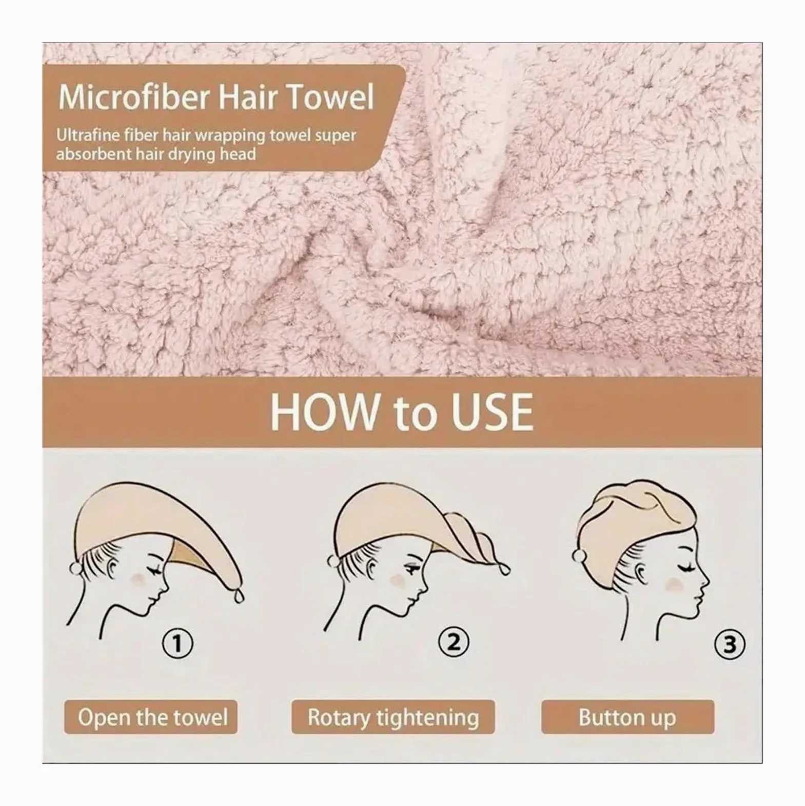 Toalla Pelo Toalla for el Cabello ultrasuave de Microfibra, Envoltura súper Absorbente Secado rápido for o Rizado, Toallas baño, 4 Uds(White)
