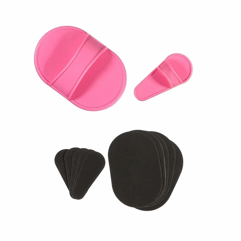 10 Piezas Set de Almohadillas de Depilación, Guante Depilatorio de Eliminar Vello de Manopla de Depilación de 2 Tamaños 8 Papeles de Lija Fino Negro de Exfoliación para Mujer Depilar labio de la cara