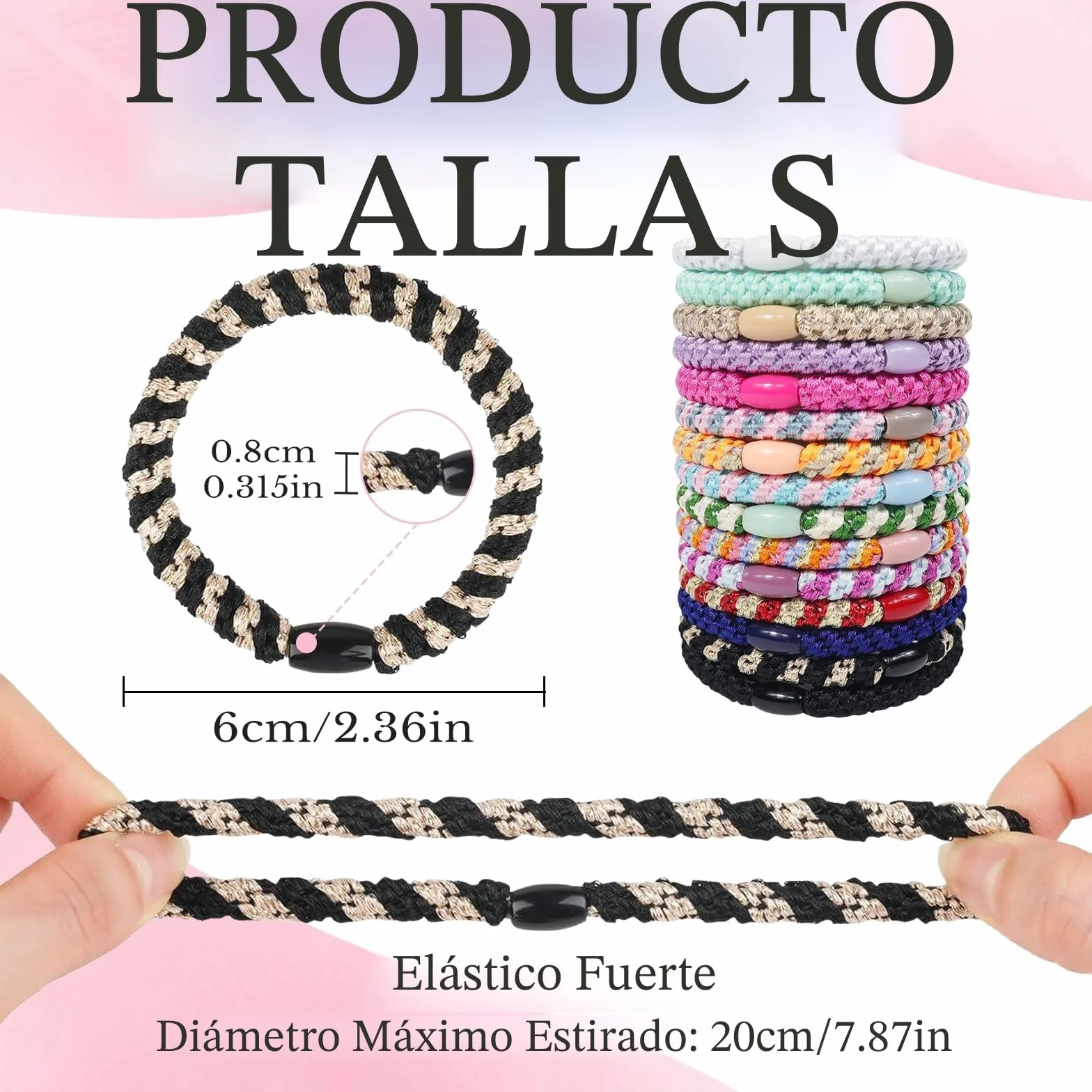 Sularpek 15 Piezas Gomas Elásticas para el pelo para Mujeres Multicolor, Bandas de Algodón Suave Tejidas sin Metal