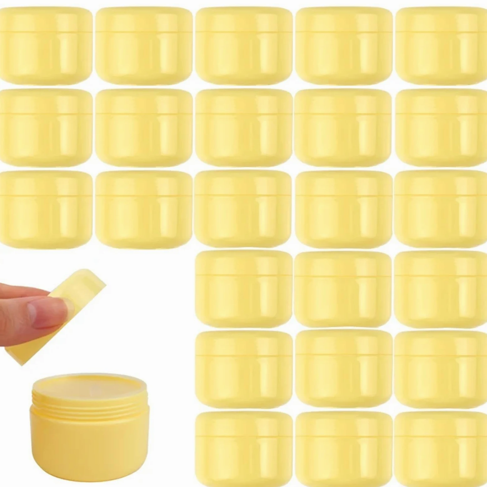 Tarros de cosméticos， 20 piezas 10g/20g/30g/50g/100g frasco de maquillaje vacío bote amarillo botellas de muestra recargables crema facial de viaje loción contenedor cosmético for cremas(100g)