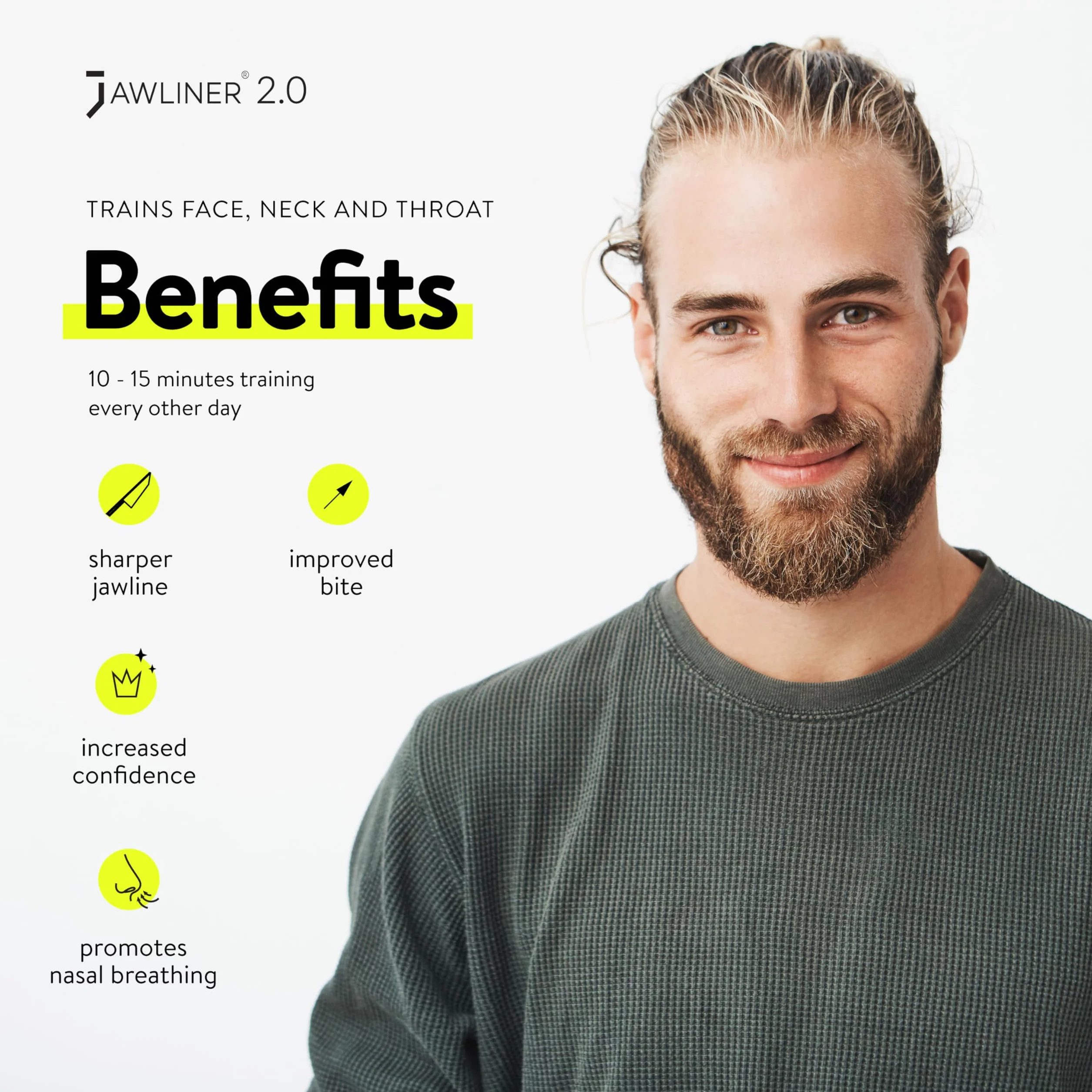 Jawliner® Juego de ejercitador de mandíbula 3 niveles de resistencia silicona de grado alimenticio
