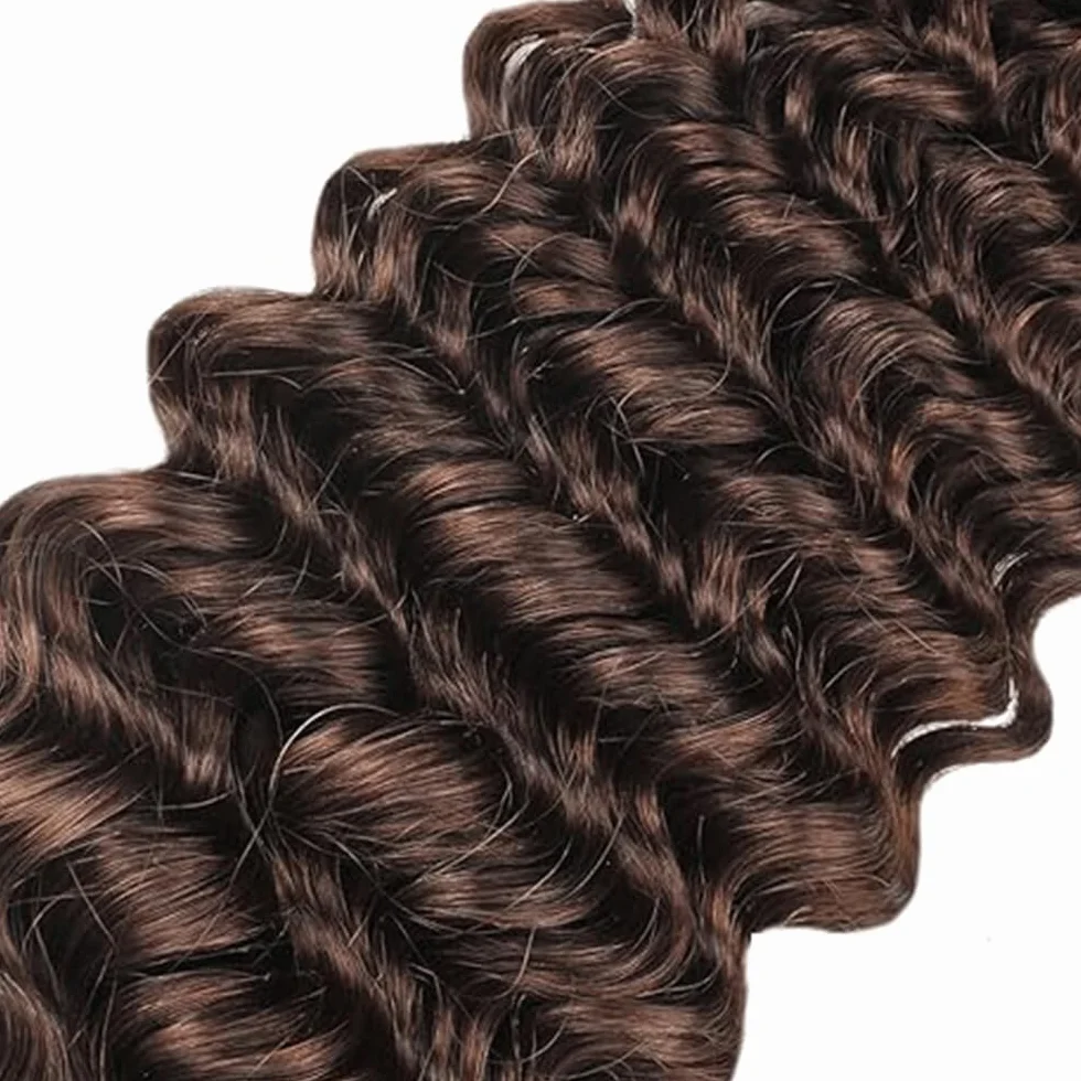 Peluca de onda profunda para mujer, extensiones de cabello humano sin procesar brasileño, extensiones de cabello humano virgen brasileño, #4, marrón chocolate, paquete con una cobertura mínima