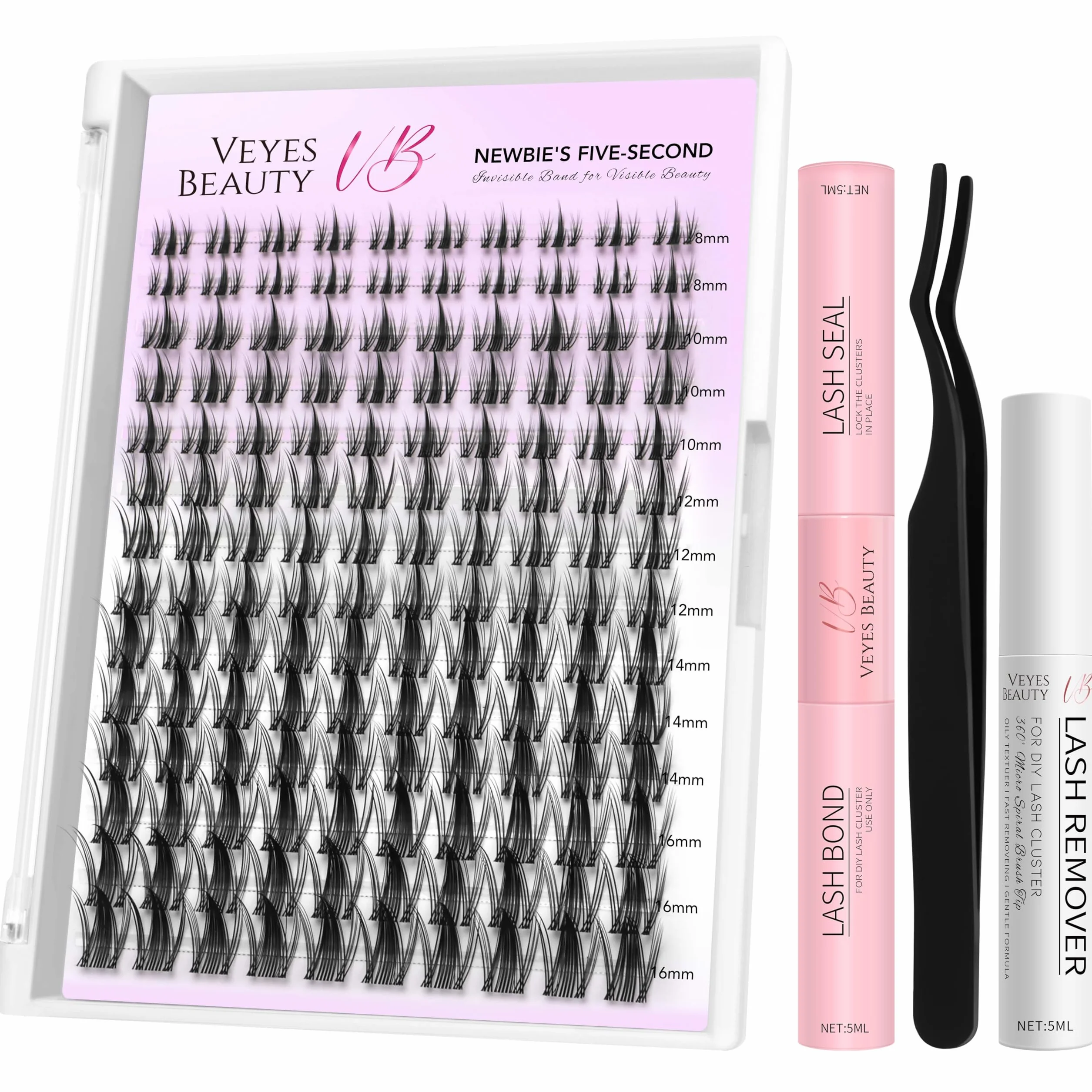 VEYESBEAUTY Pestañas Postizas Kit Five-Second Newbie's Pelo a Pelo Lash Cluster Individuales 8-18mm