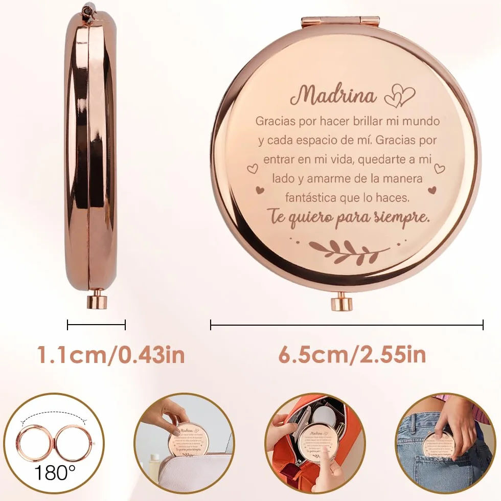 Regalo Madrina Espejo Compacto Originales Navidad Cumpleaños