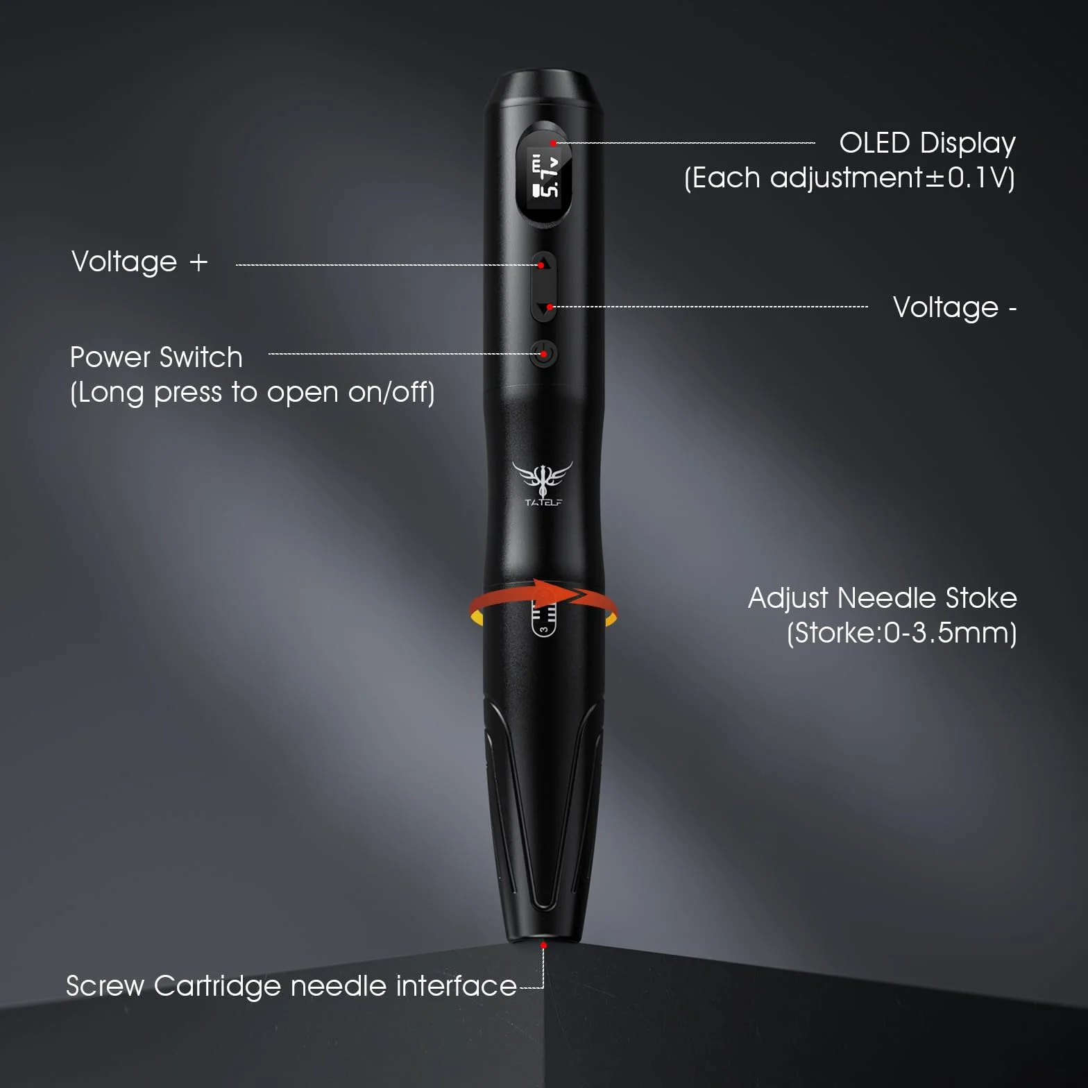 TATELF S20 Máquina de Microblading Inalámbrica – Rotulador Recargable con 10 Agujas – Kit para Cejas Ombre Powder Brows, Labios y Eyeliner Microshading