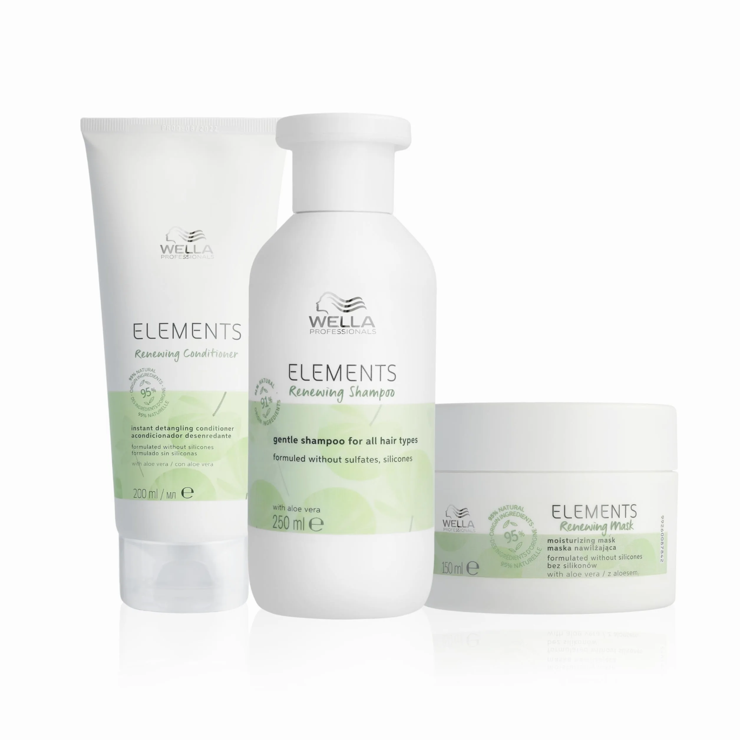 Wella Professionals Pack Elements, Cabello y Cuero Cabelludo Saludable, 100% vegano, Sin Siliconas ni Sulfatos, Champú (250ml) + Acondicionador (200ml) + Mascarilla (150ml)