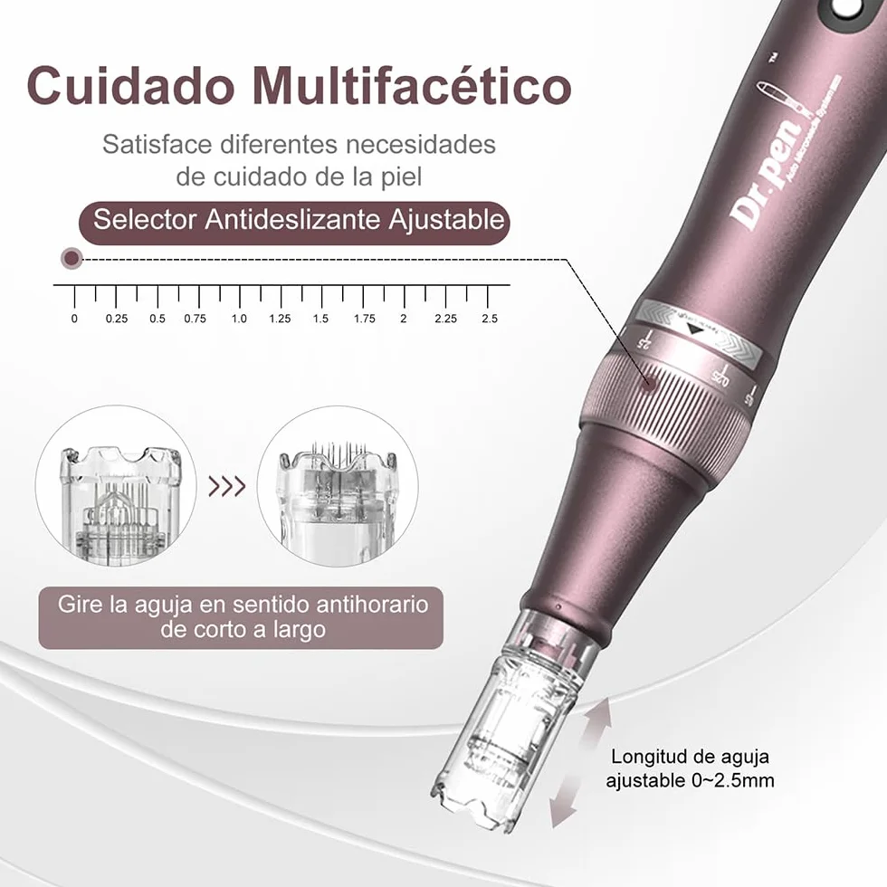 Dr.pen Ultima A10 Dermapen Profesional Inalámbrica con 5 Cartuchos para Cara y Crecimiento de Pelo