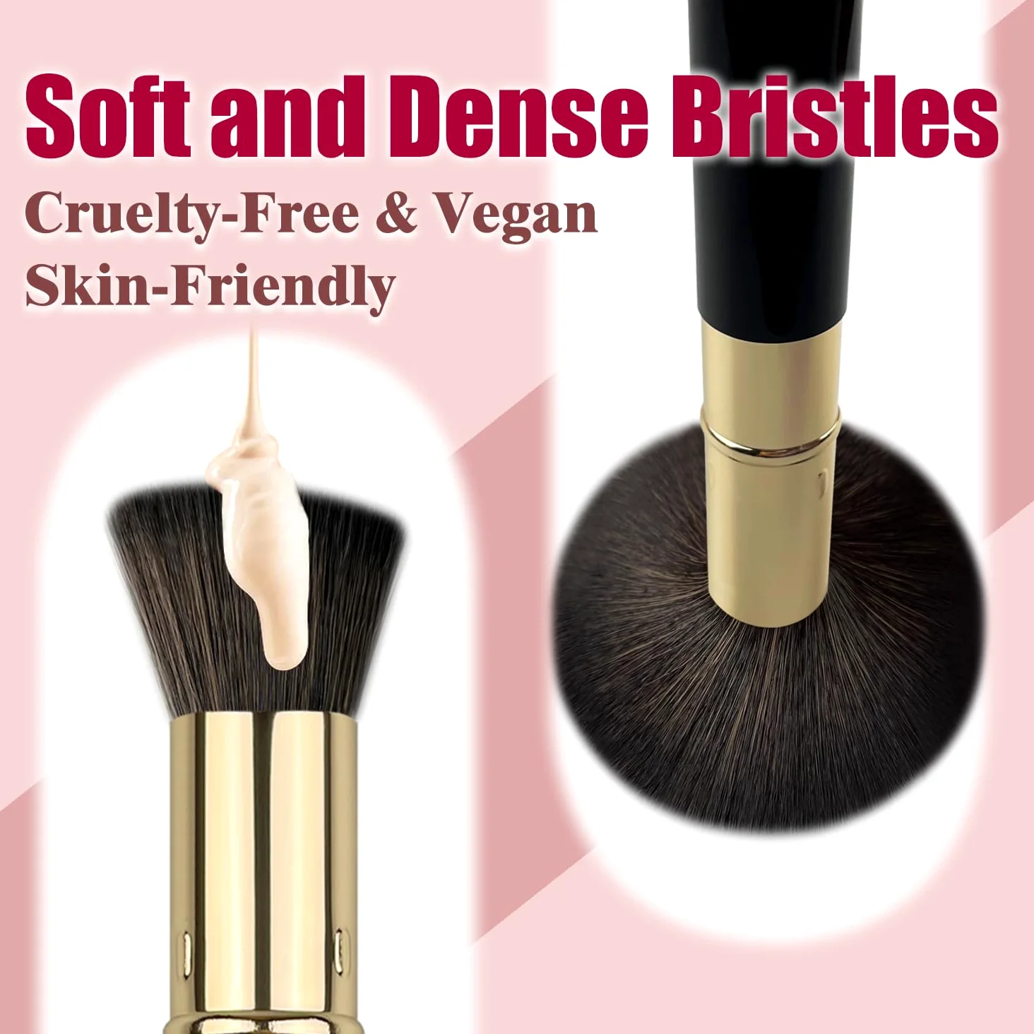Brochas de maquillaje en polvo Kabuki para rubor facial, 2 unidades, para crema mineral BB