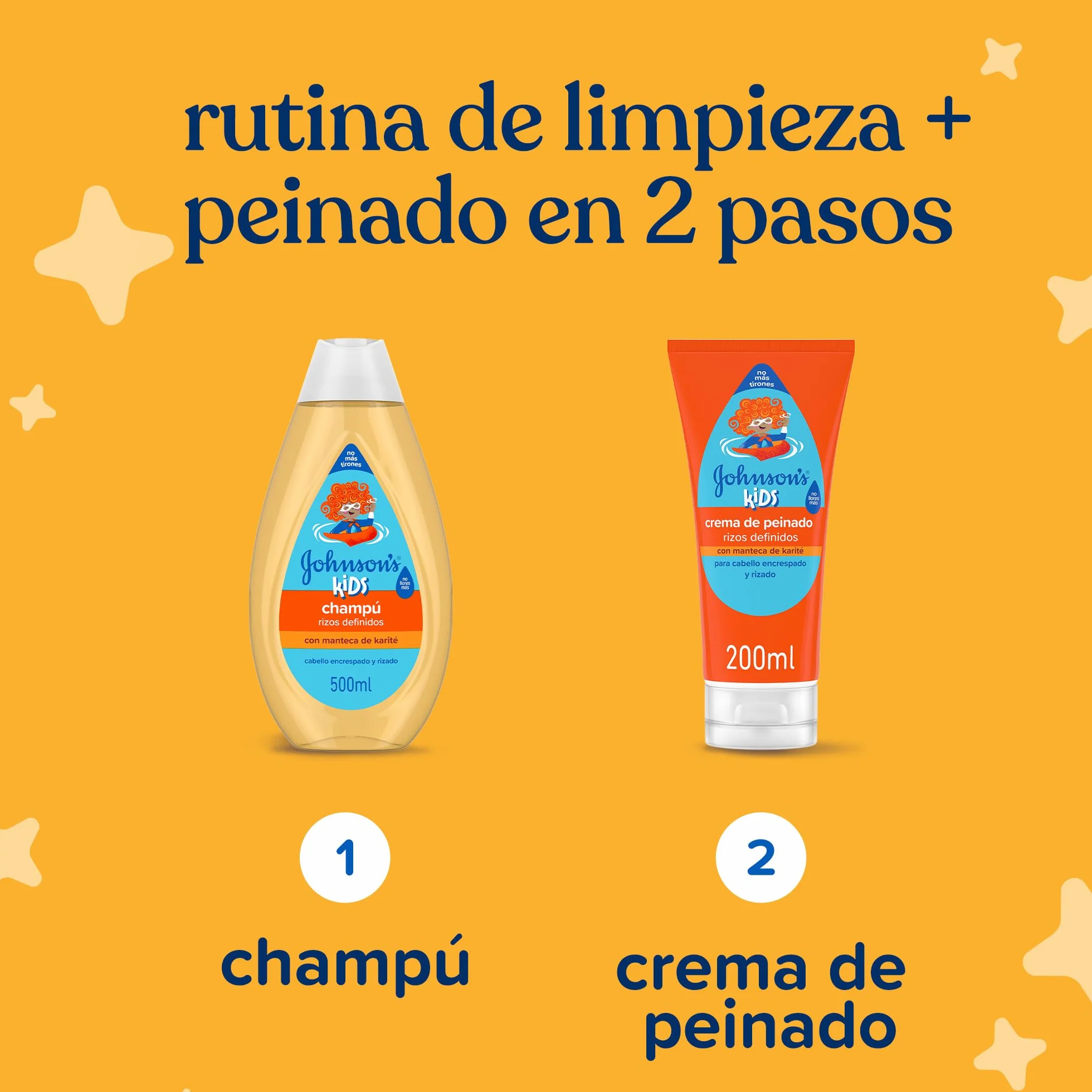 Johnson's Kids Crema de peinado rizos definidos 200 ml acondicionador pelo rizado manteca de karité 24 h definición hidratación