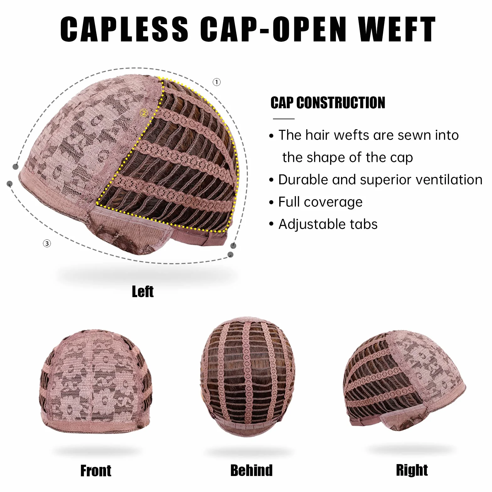 HARICUBE Peluca larga recta capas flequillo sintética resistente calor marrón caoba