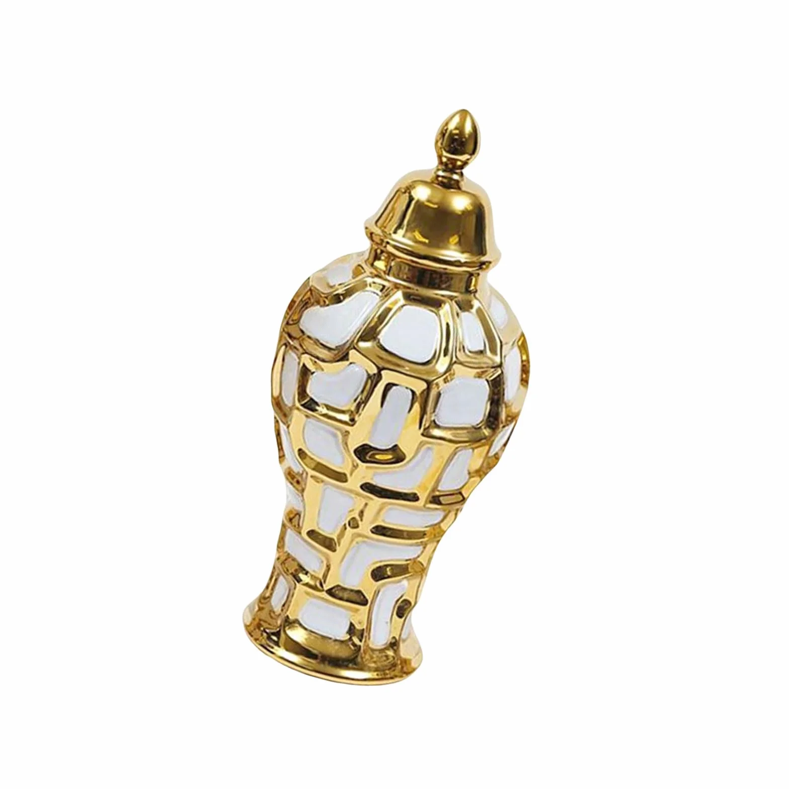 Florero de cerámica con abovedada, Recipiente para cosméticos con galvanoplastia para Decoraciones del hogar y la Boda, Elegante Recipiente para tarros de