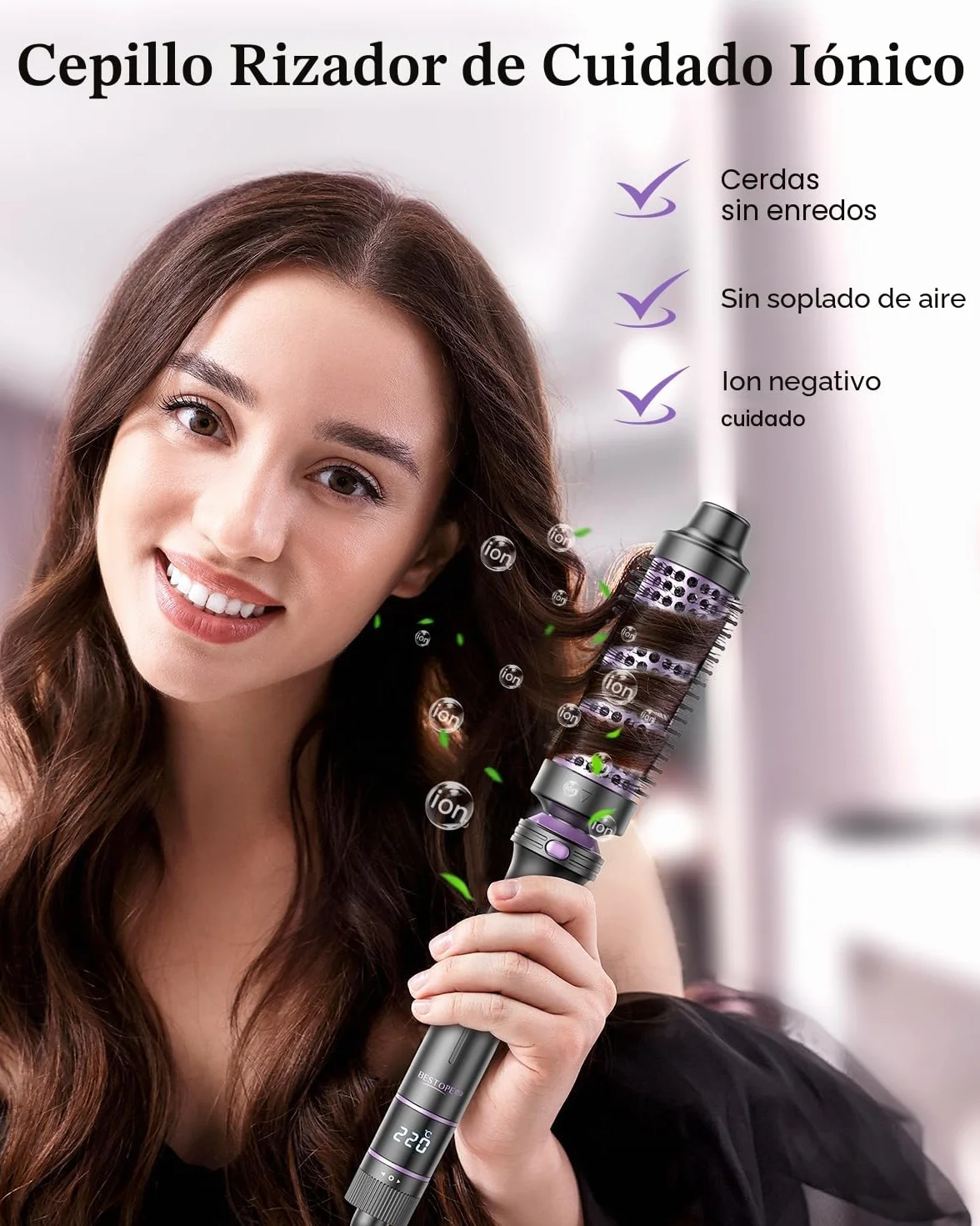 Curling Iron 5 en 1 BESTOPE PRO - Con Plancha de Pelo, Cepillo TéRmico, Rizador Pelo Ondas (9 Mm-25 Mm), Temperatura Ajustable - Para Viajes Y Regalos Hair Curler Kit
