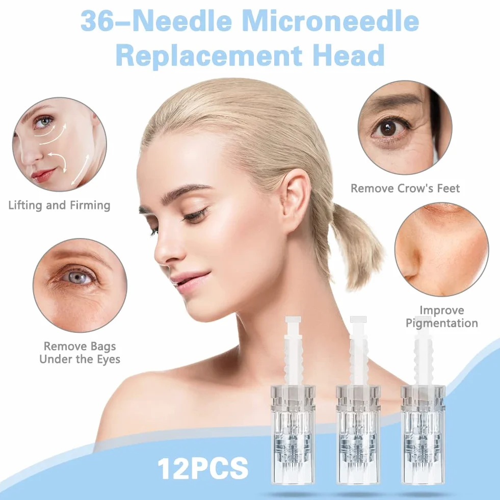 LOPHE Agujas Dermapen 36 Puntas, 12pcs Repuesto para Microneedling Pen
