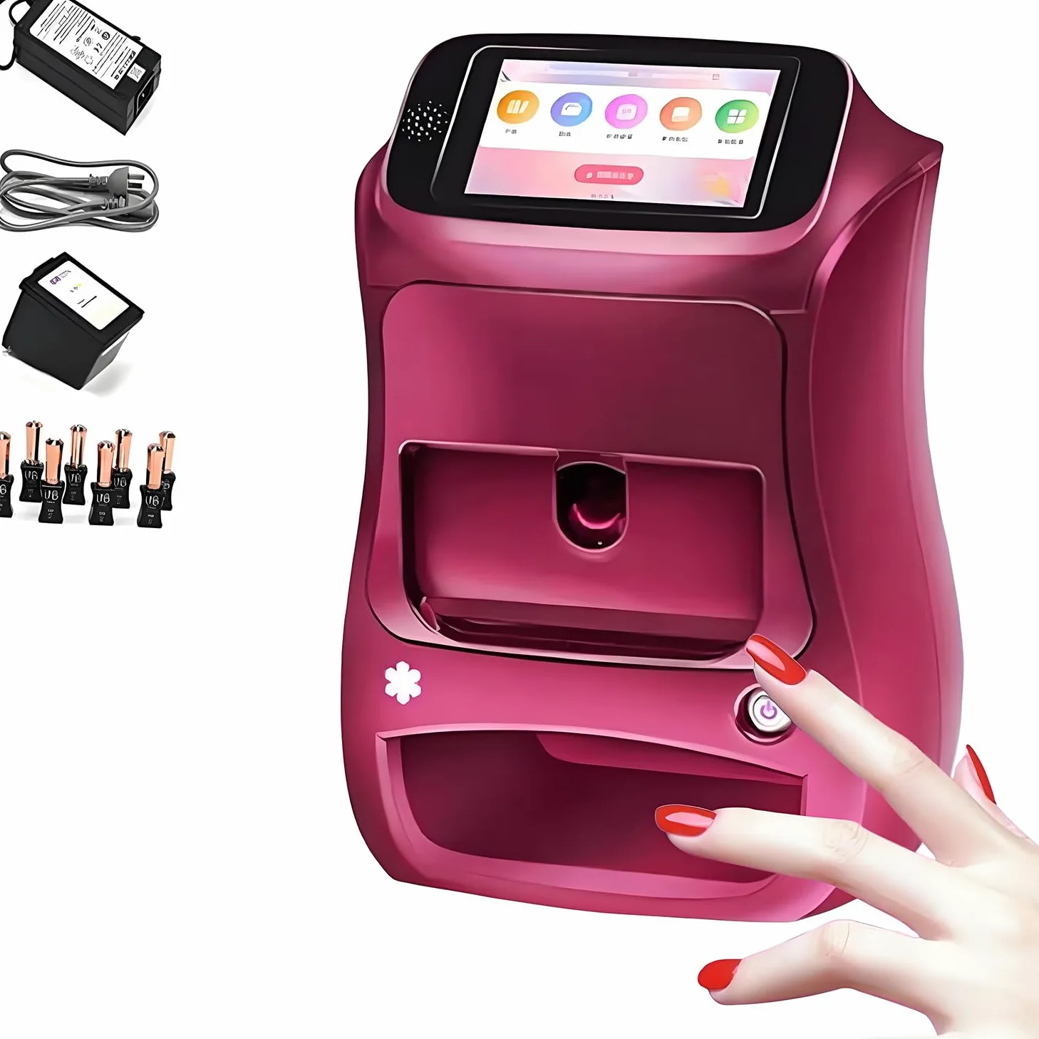 Máquina Inteligente para Pintar uñas 3D, Impresora portátil Digital móvil para decoración de uñas con Pantalla táctil, Belleza y Cuidado Personal para uñas en casa de niñas Pink