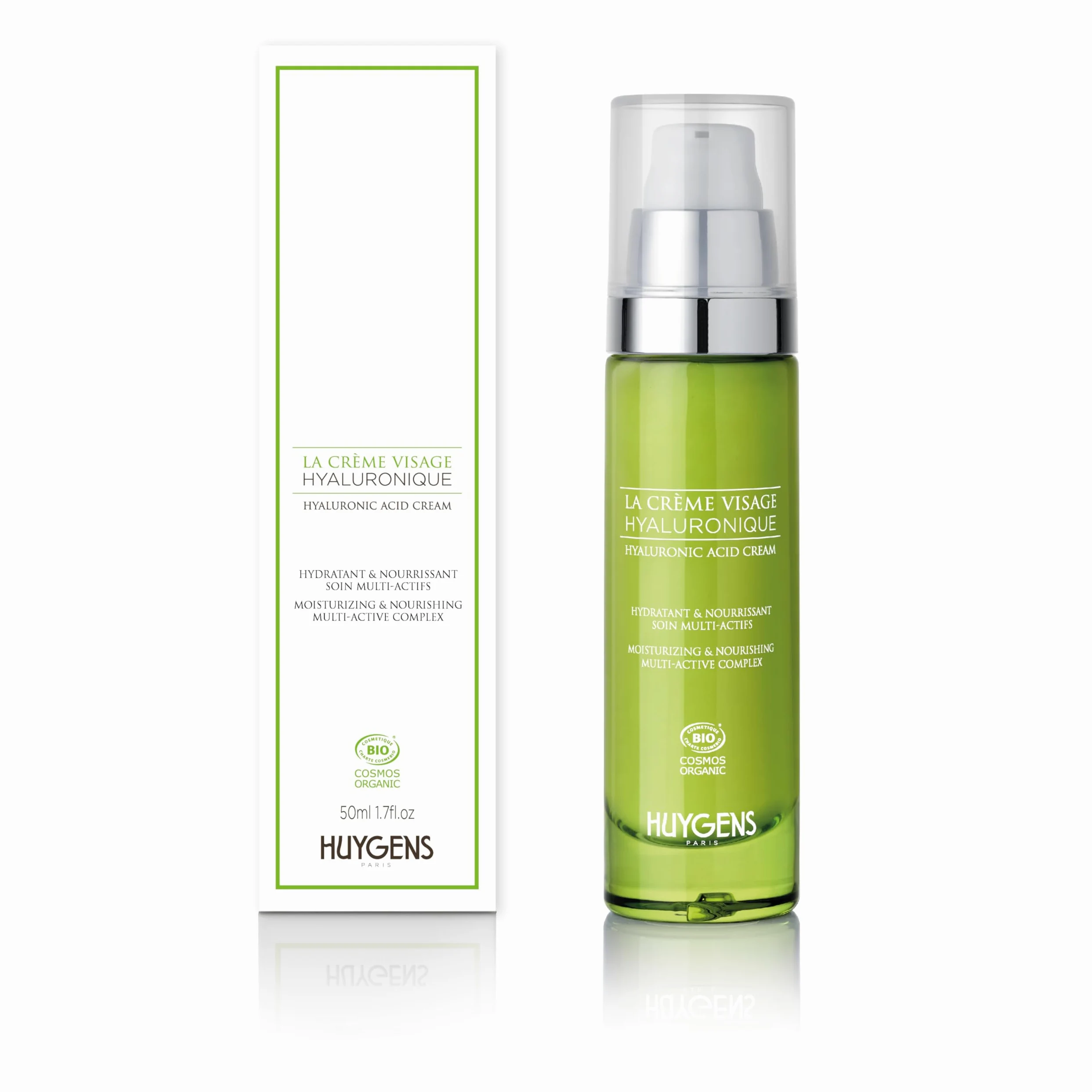 La Crema Hidratante – 100% Hidratación Inmediata – Crema de ácido hialurónico orgánico HUYGENS – Revitaliza y lisa – 50 ml – 100% natural – Made In France