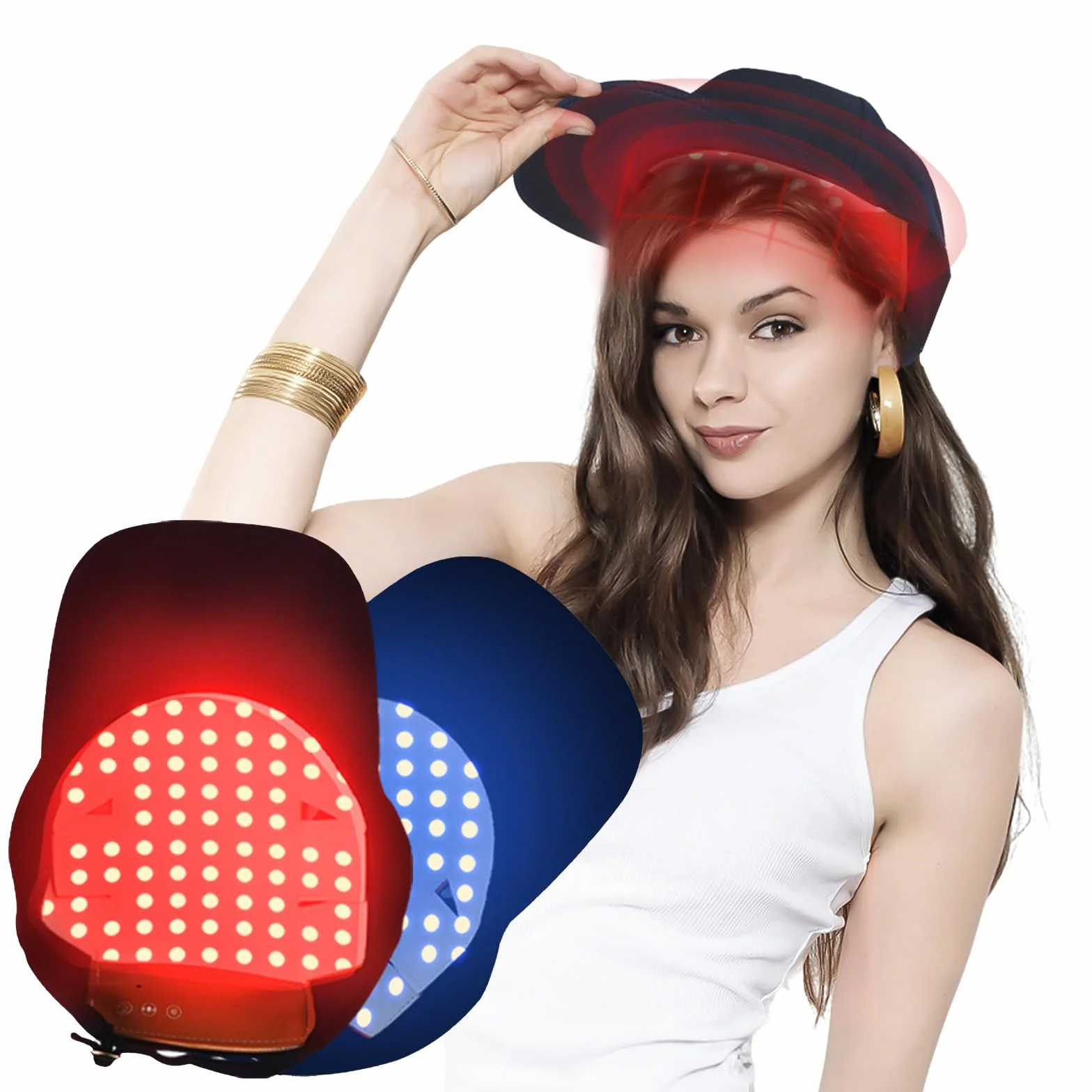 Gorro crecimiento cabello LED 470nm 630nm 650nm contra caída