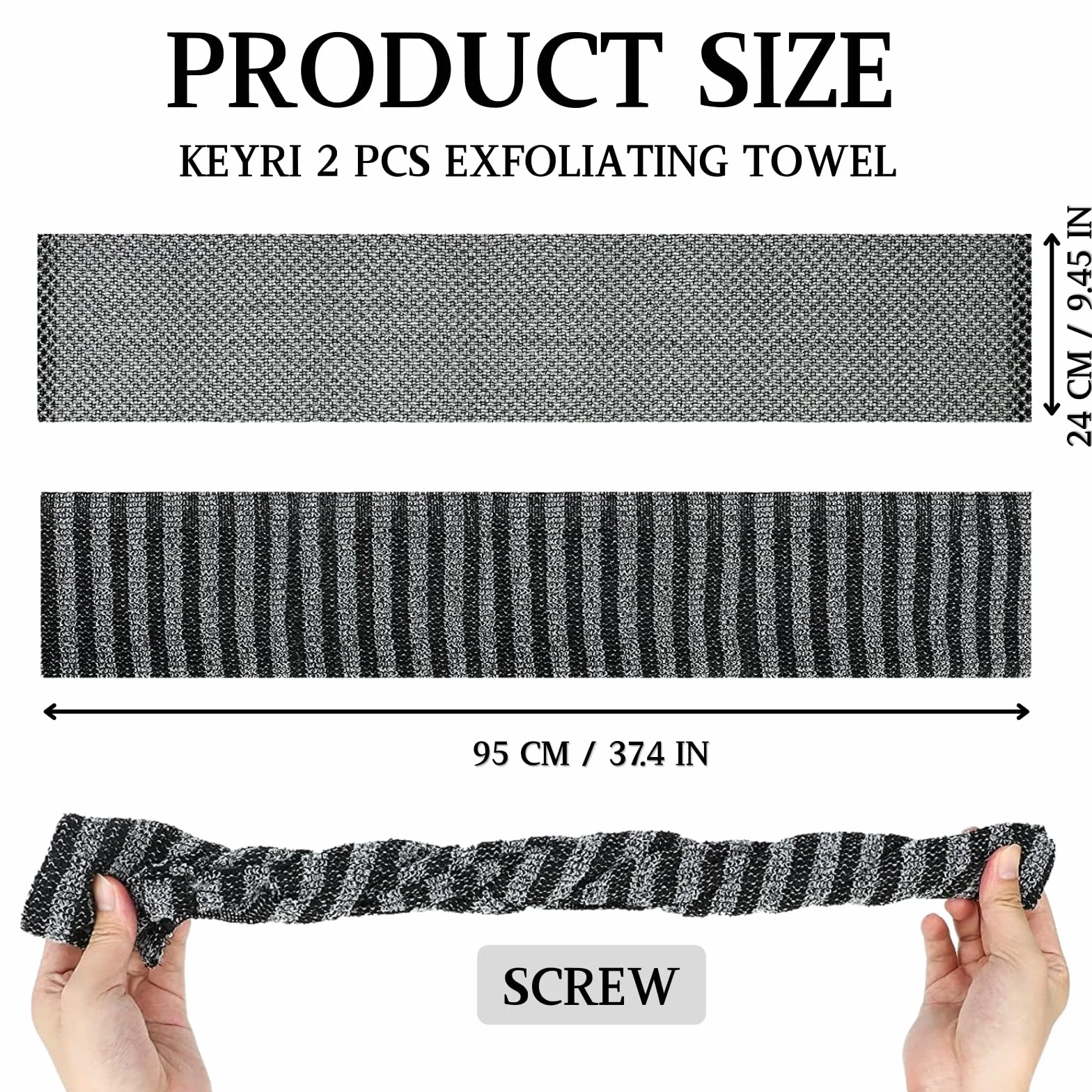 KEYRI Exfoliante Corporal Toallas Exfoliantes para Limpieza Profunda Baño (Negro)