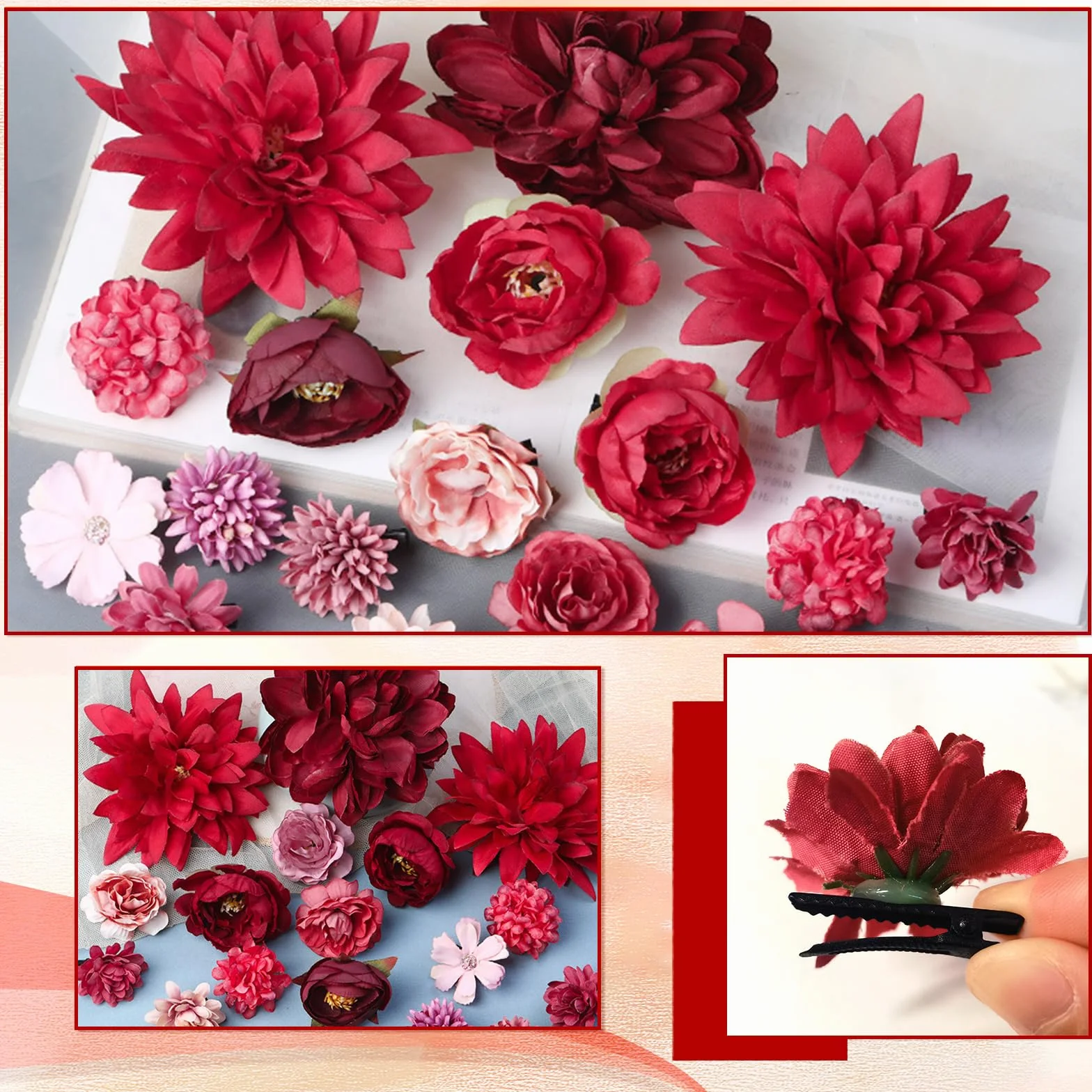 HIFOT 21 Piezas Pinzas Pelo Mujer Niña, Clips de Pelo Flor, Horquillas Pasadores Pelo, Accesorios Pelo Tocados Boda Fiesta Playa